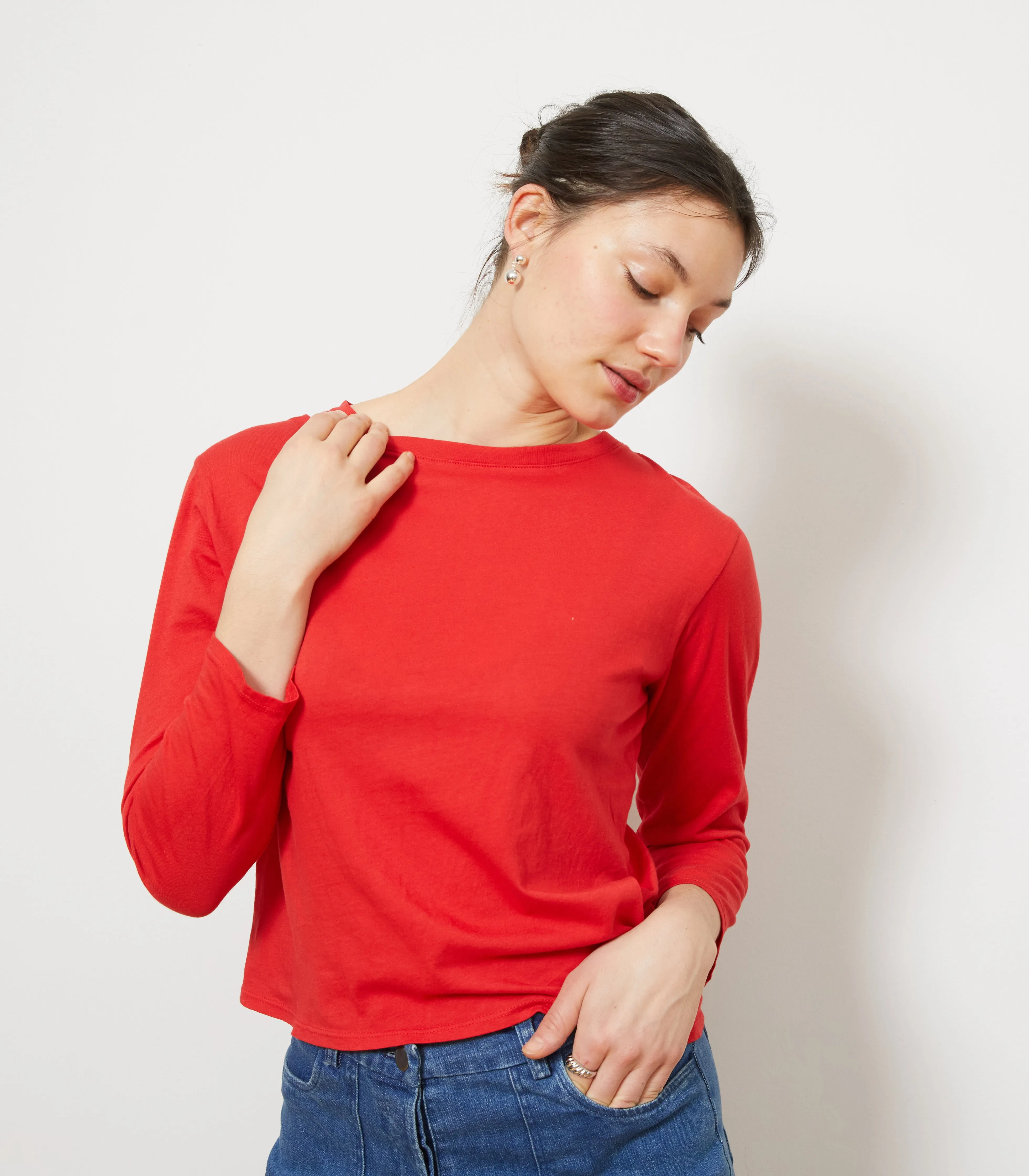 Penny Washed Long Sleeve Tee - Vermilion sold by Loup