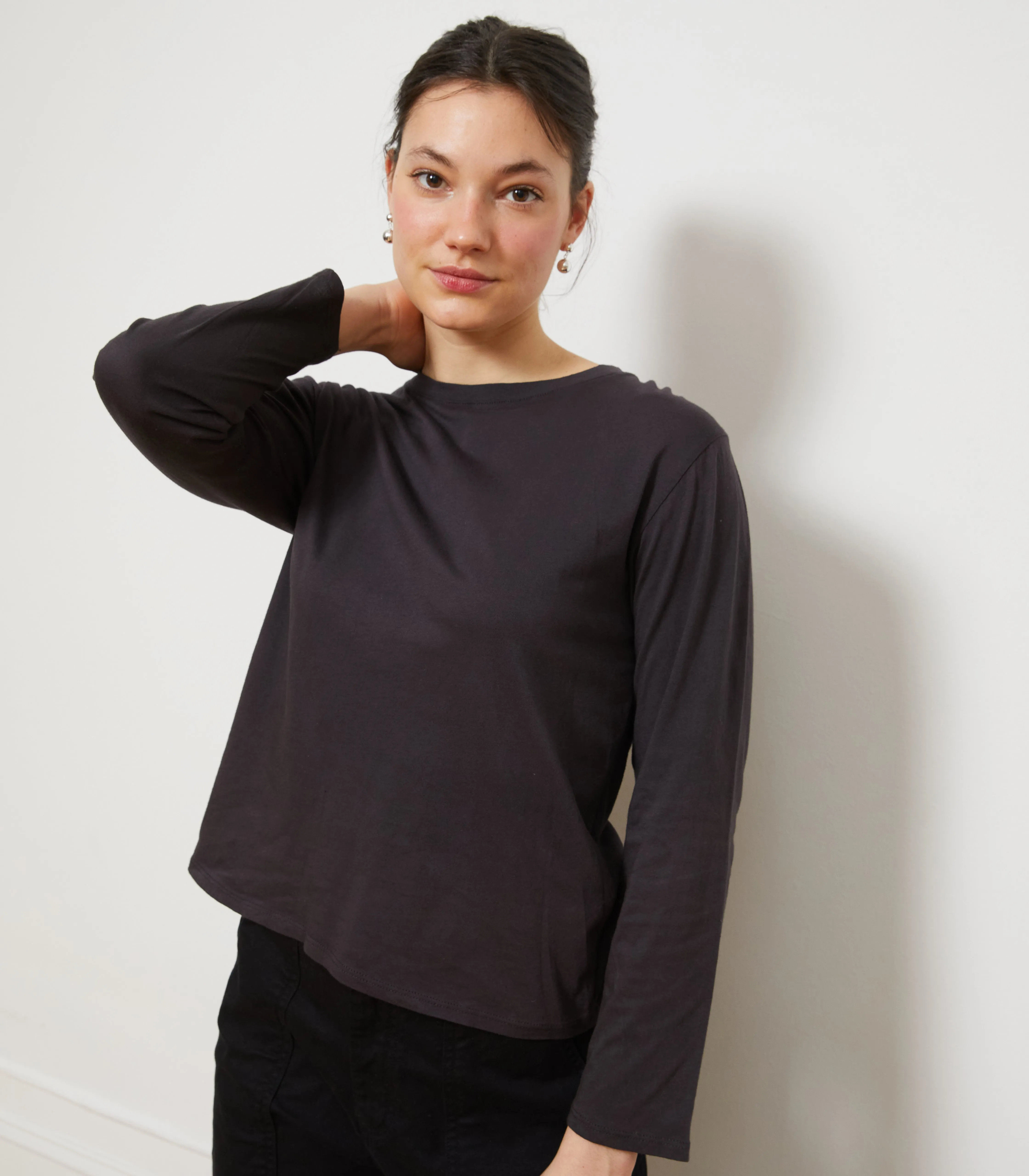 Penny Washed Long Sleeve Tee - Espresso sold by Loup