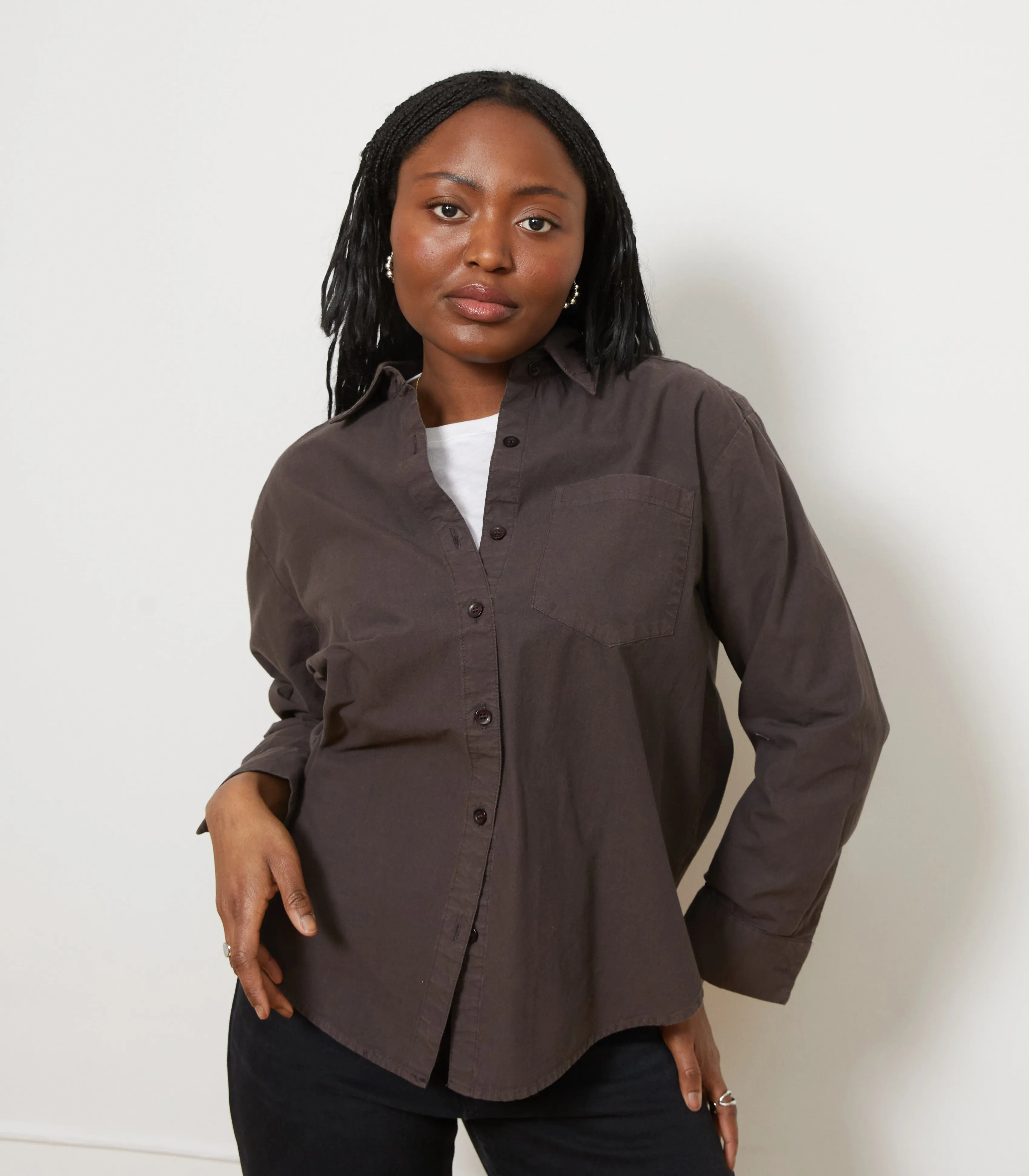 Diana Relaxed Button Up Shirt - Espresso sold by Loup
