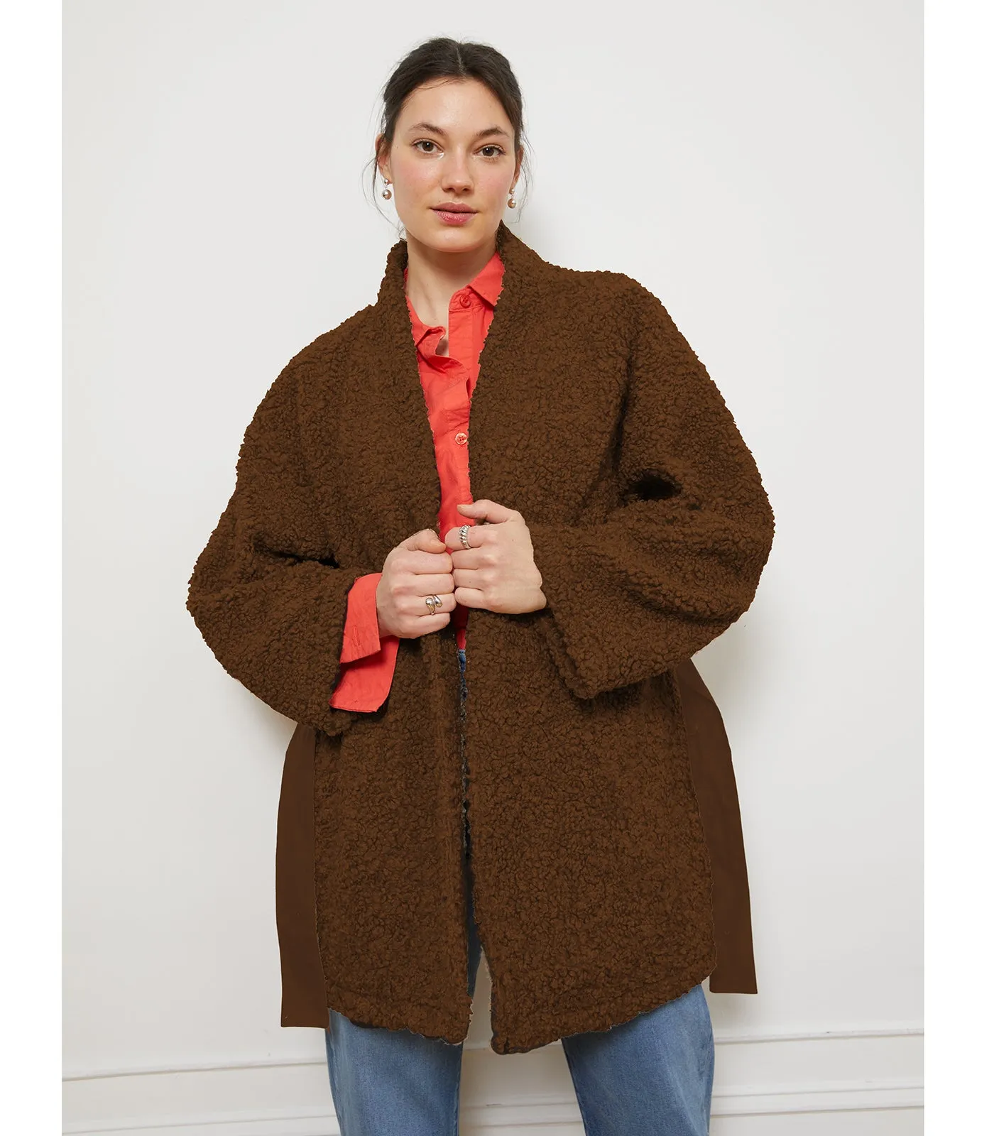 Valentina Sherpa Wrap Coat - Chocolate sold by Loup product image thumbnail 2