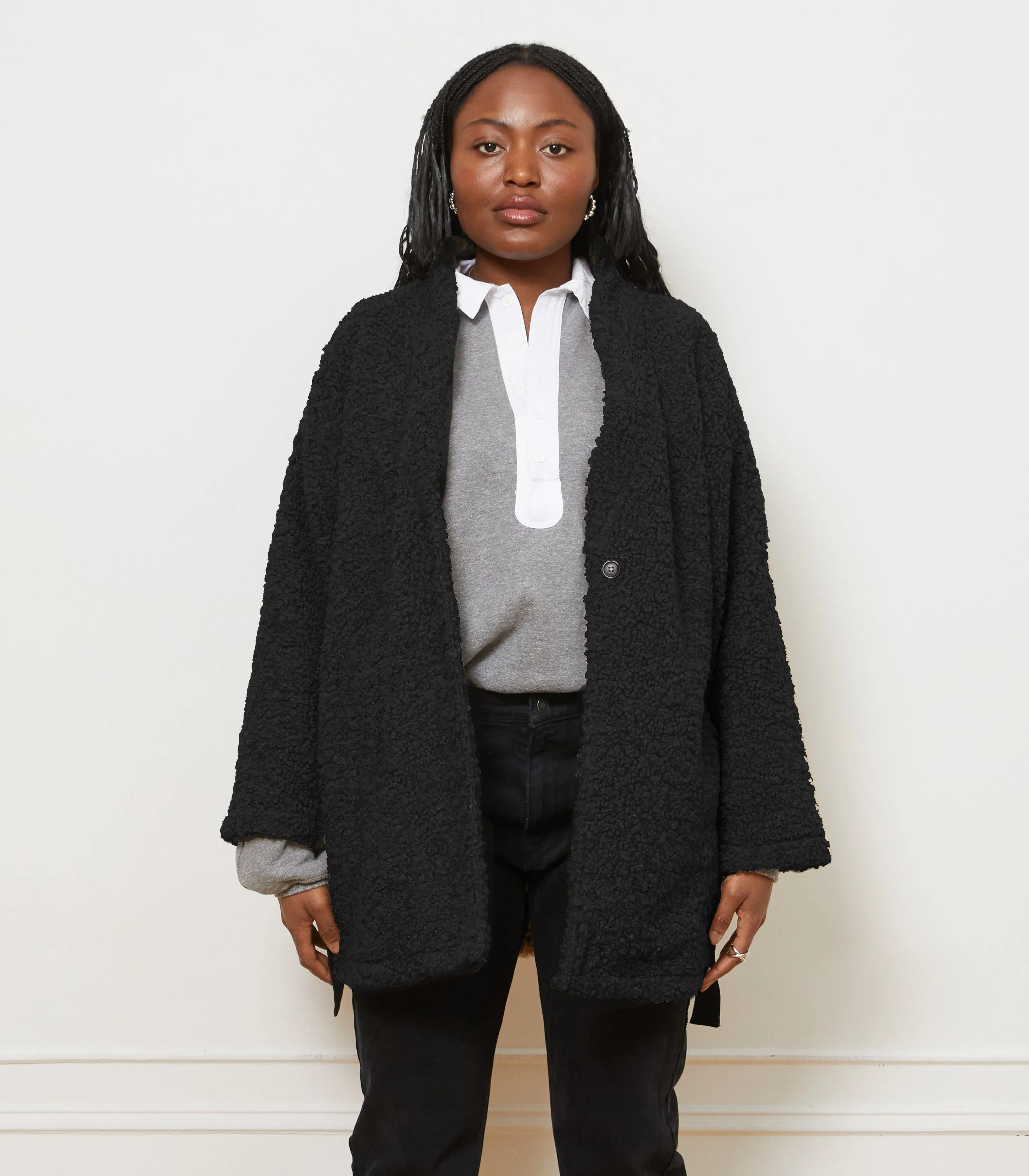 Valentina Sherpa Wrap Coat - Black sold by Loup product image thumbnail 3