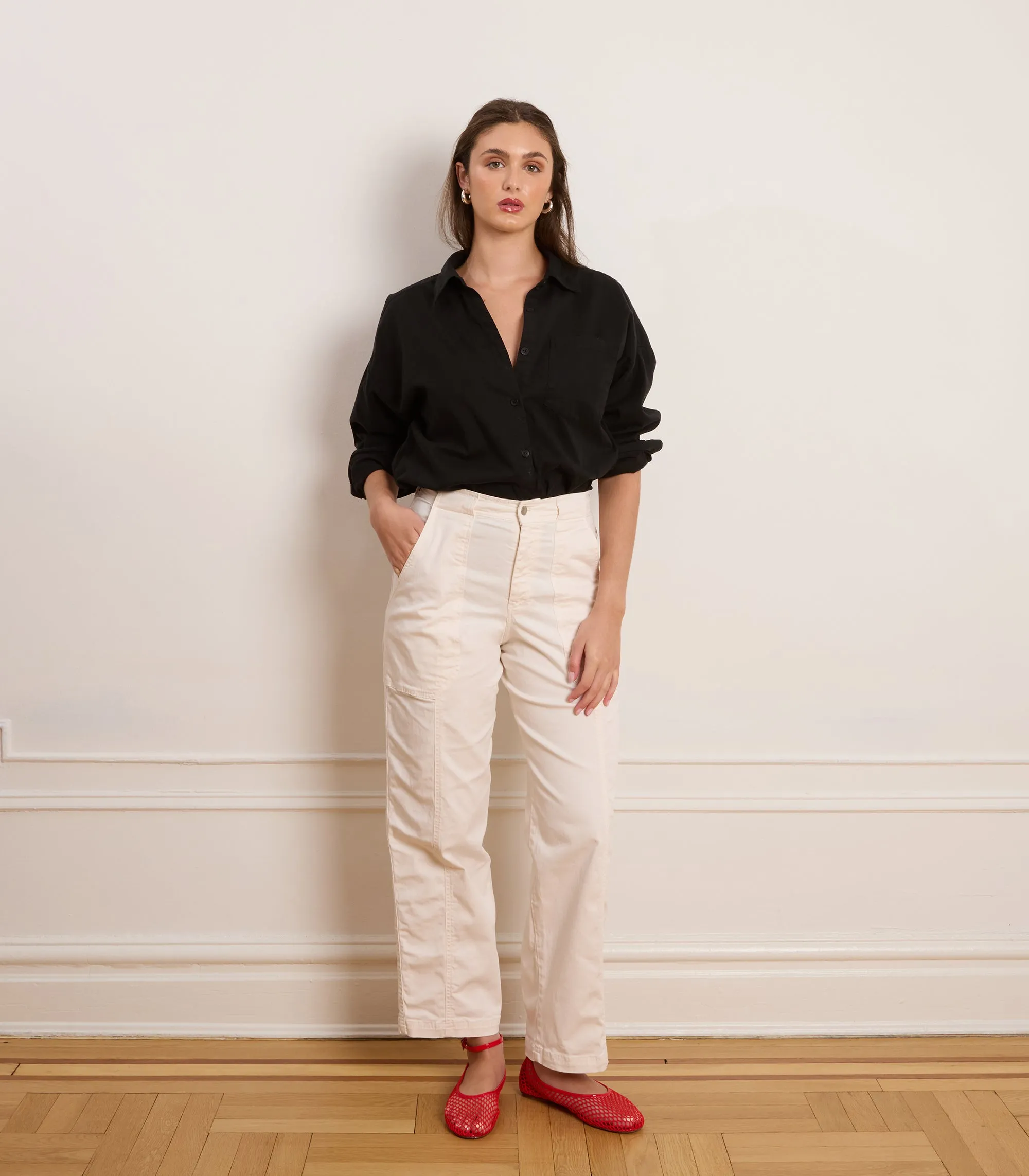Jess Relaxed Seamed Trousers - Salt sold by Loup
