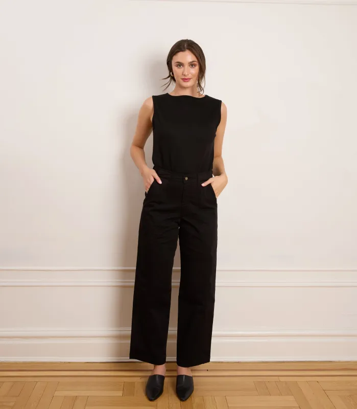 Jess Relaxed Seamed Trousers - Black made by Loup
