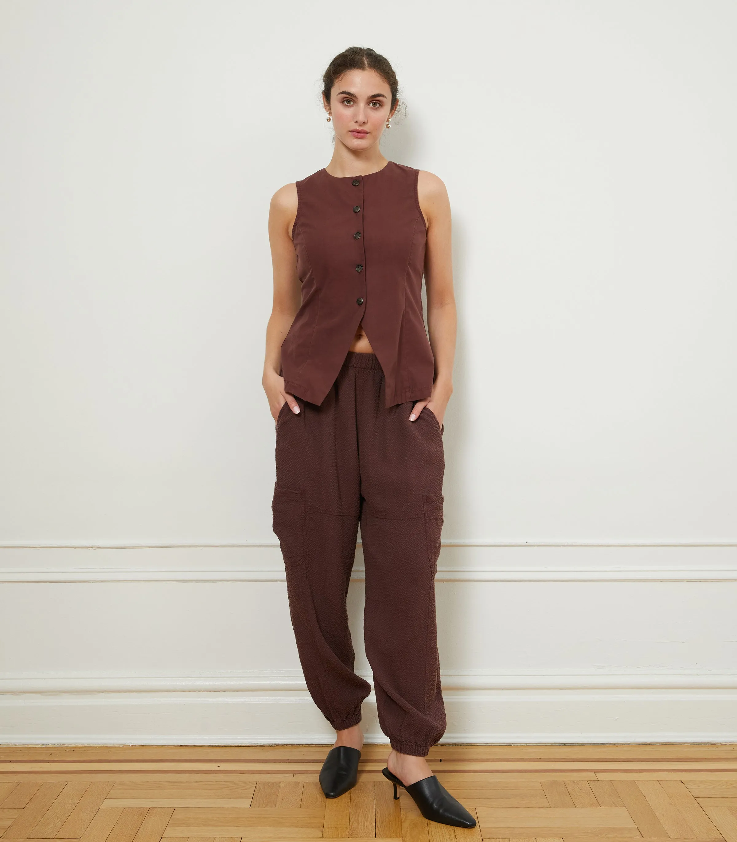 Marissa Long Fitted Vest - Maroon sold by Loup product image thumbnail 3