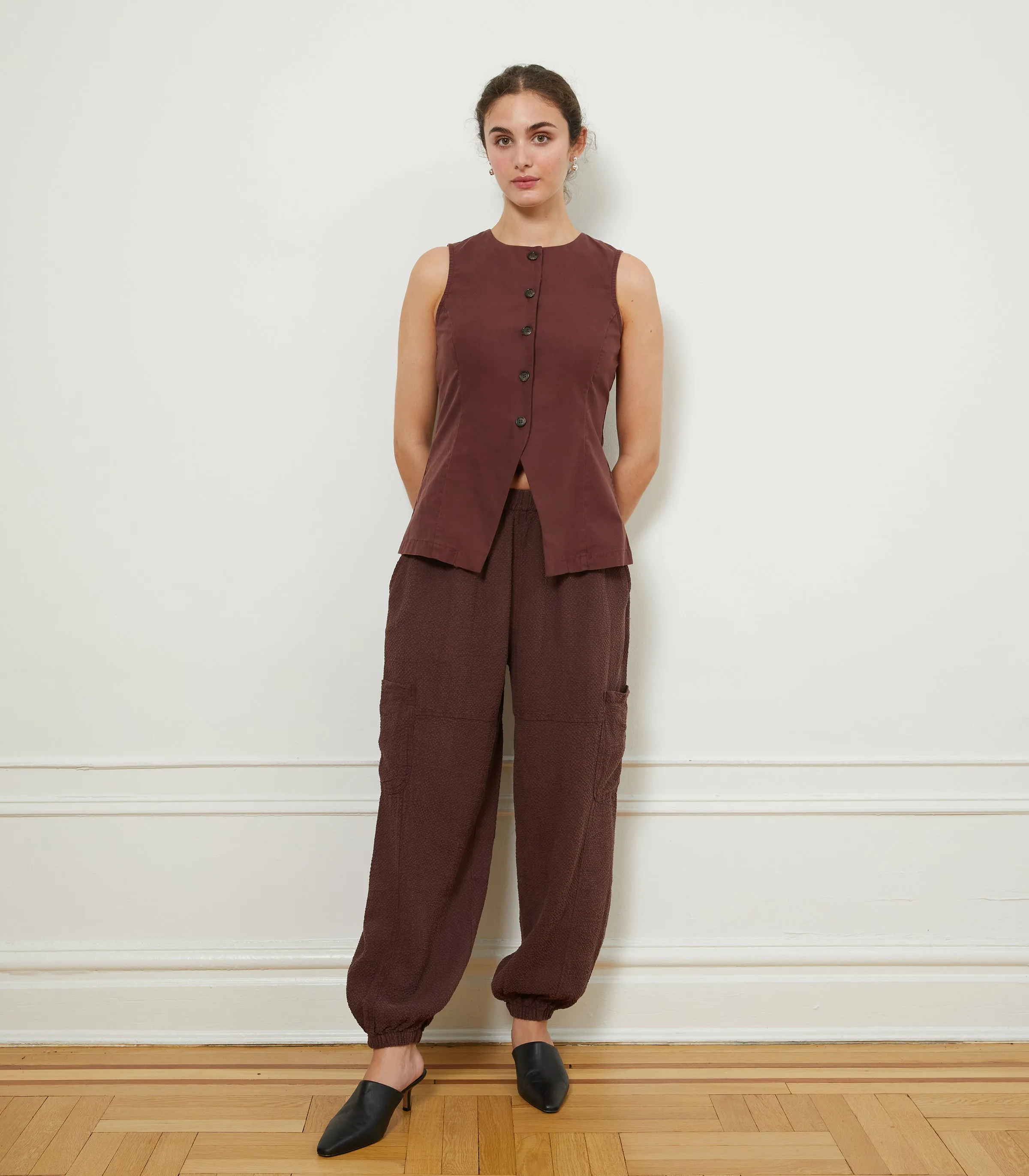 Emily Barrel Leg Cargo Pants - Maroon sold by Loup product image thumbnail 3