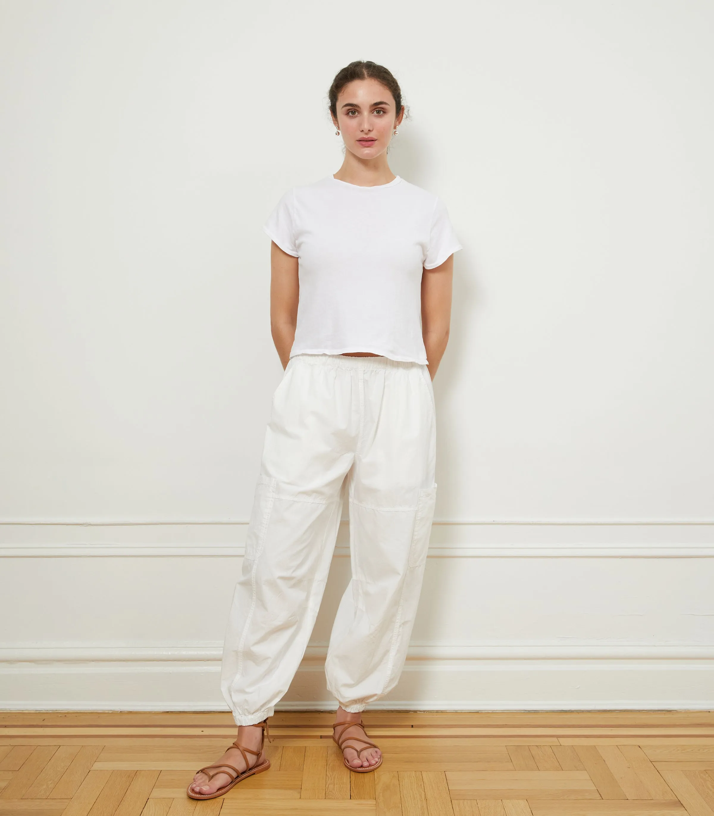 Emily Barrel Leg Cargo Pants - White sold by Loup