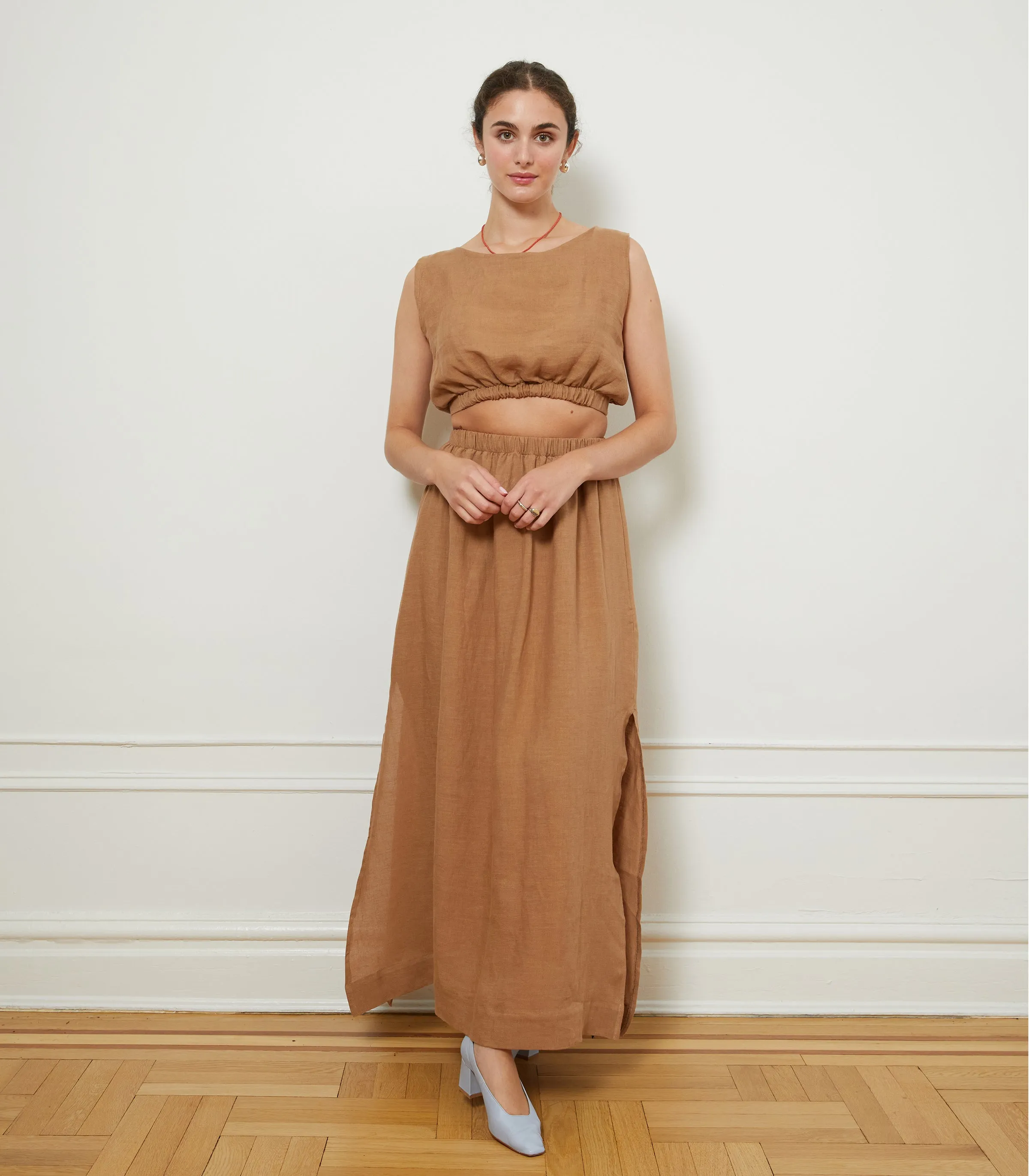 Rosa Linen Maxi Skirt - Brown sold by Loup
