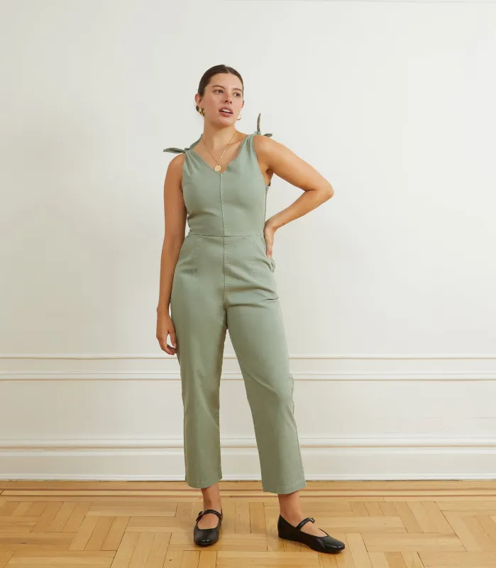 Slate Tie Strap Coveralls - Cardamom sold by Loup
