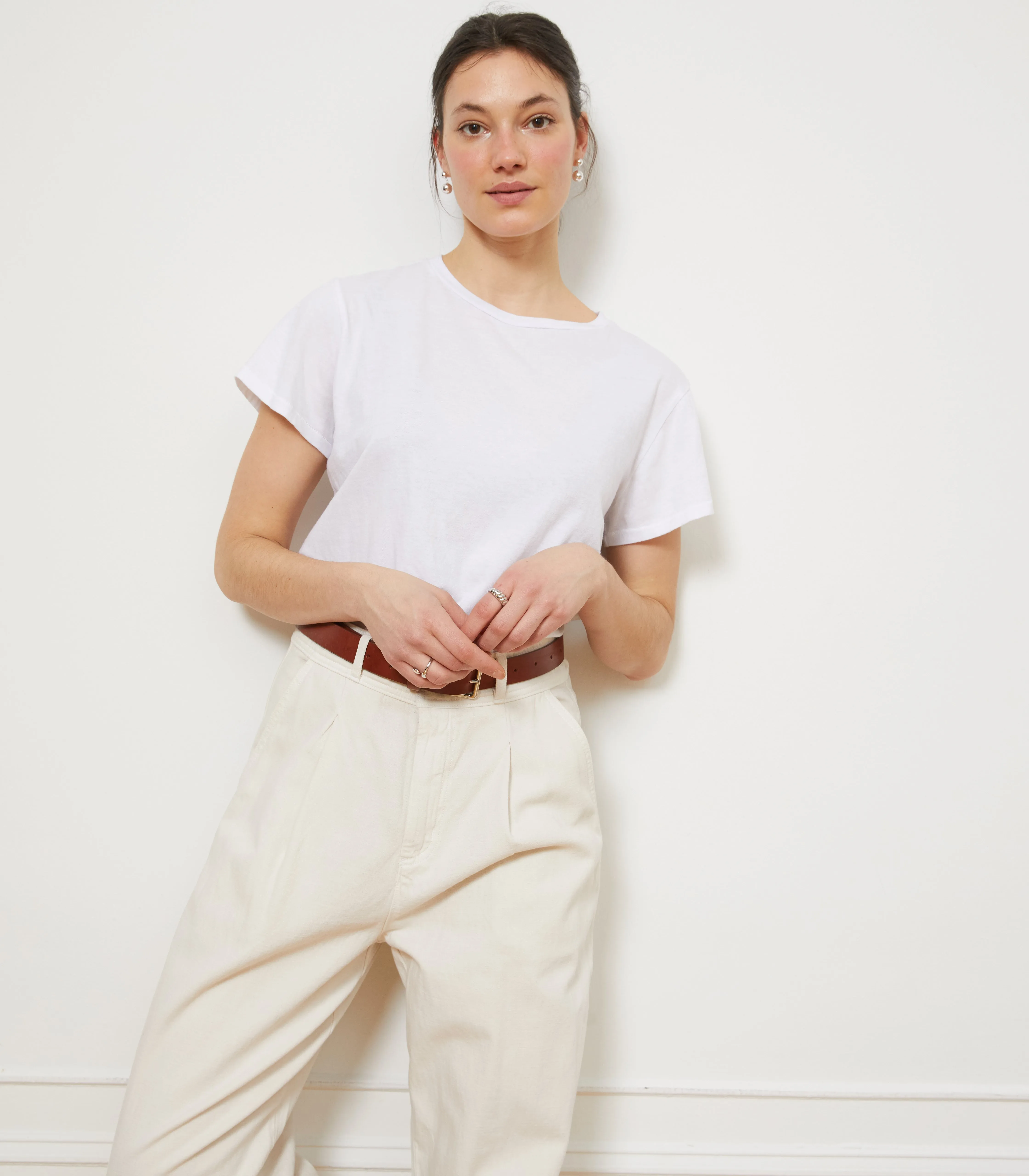 Jack Pleated Wide-Leg Trousers - Salt sold by Loup product image thumbnail 5