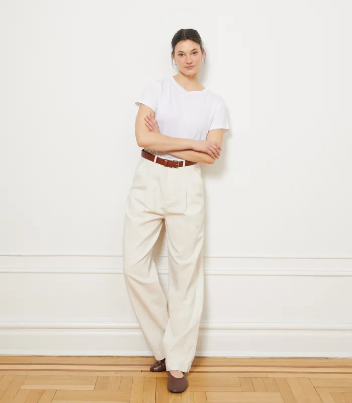 Jack Pleated Wide-Leg Trousers - Salt sold by Loup