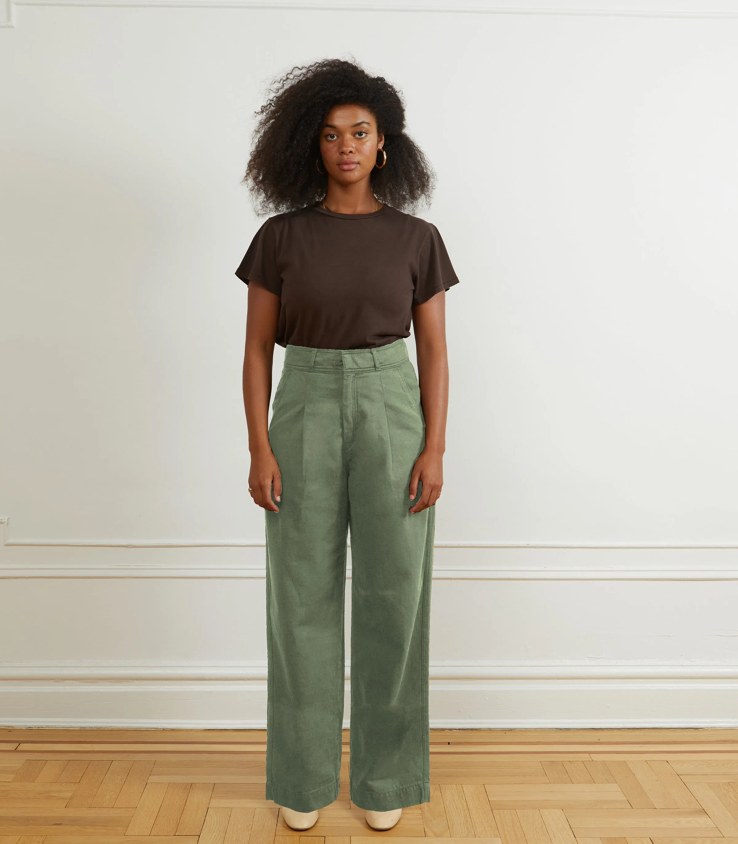 Jack Pleated Wide-Leg Trousers - Cardamom sold by Loup