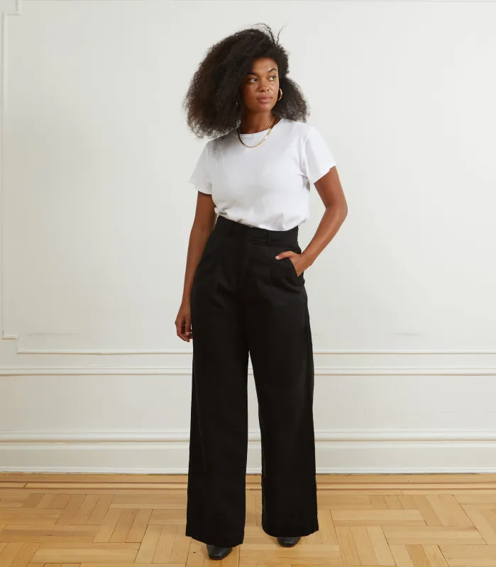Jack Pleated Wide-Leg Trousers - Black sold by Loup