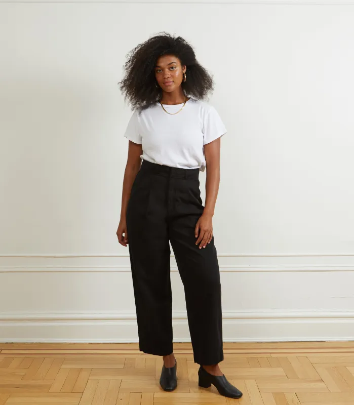 Elaine Pleated Tapered Trousers - Black sold by Loup