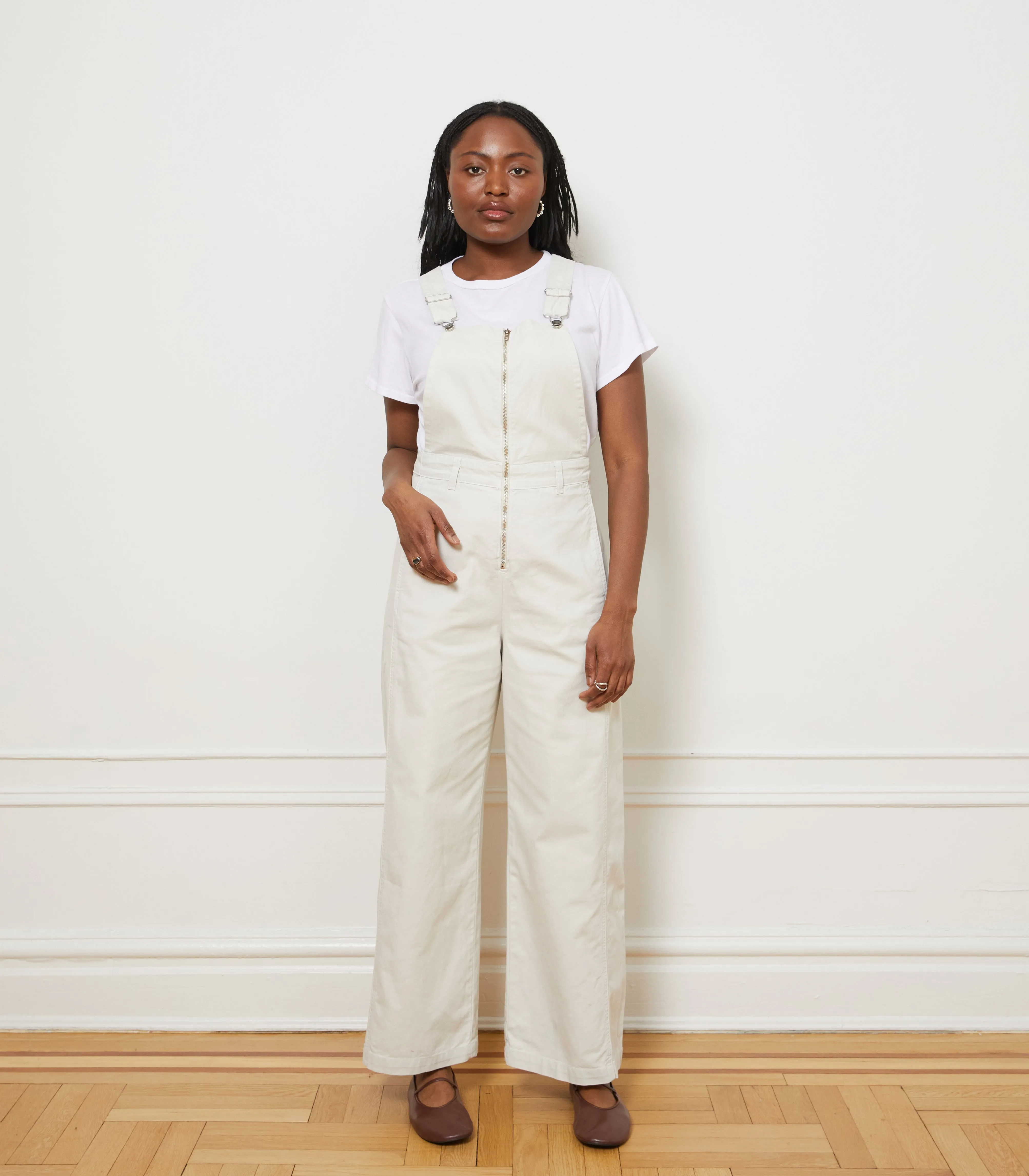 Madelyn Zip Front Overalls - Salt sold by Loup