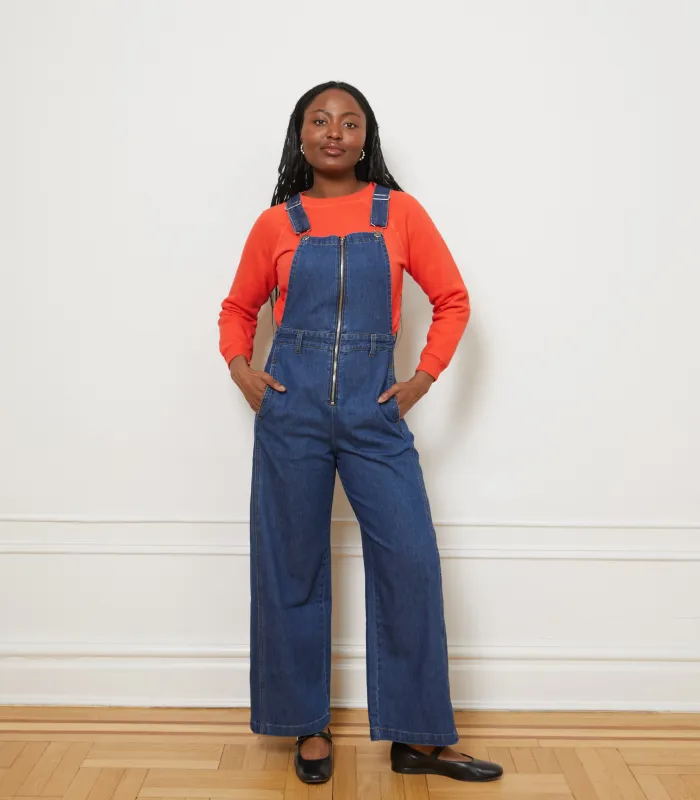 Madelyn Zip Front Overalls - Indigo sold by Loup