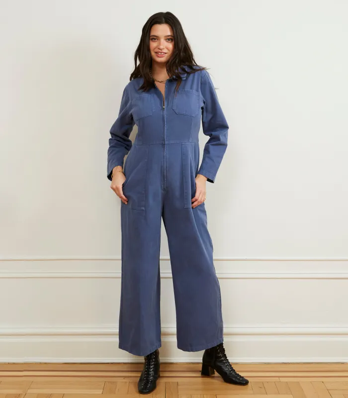 Este Zip Front Jumpsuit - Yale Blue made by Loup