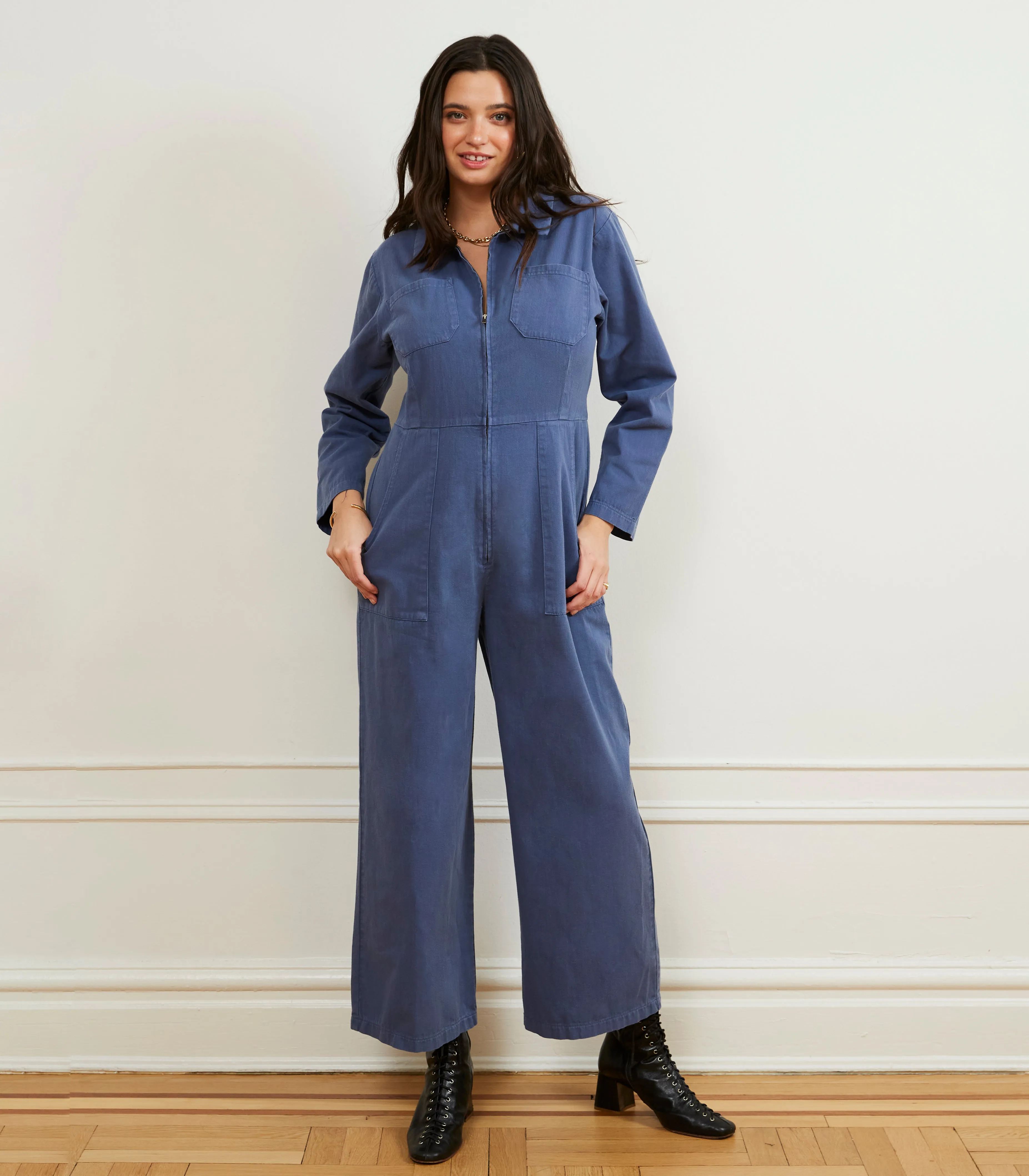 Este Zip Front Jumpsuit - Yale Blue sold by Loup