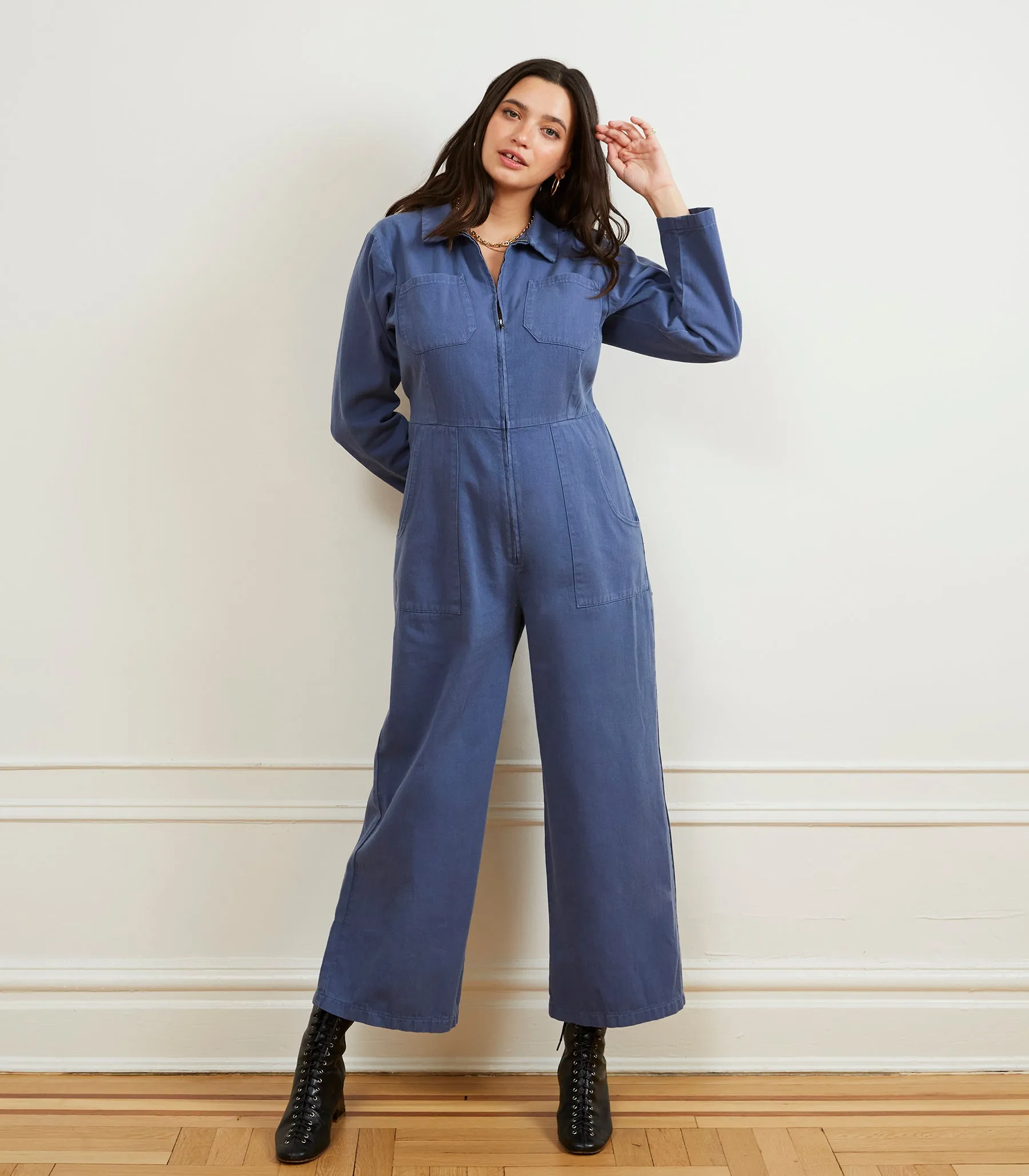 Este Zip Front Jumpsuit - Yale Blue sold by Loup product image thumbnail 3