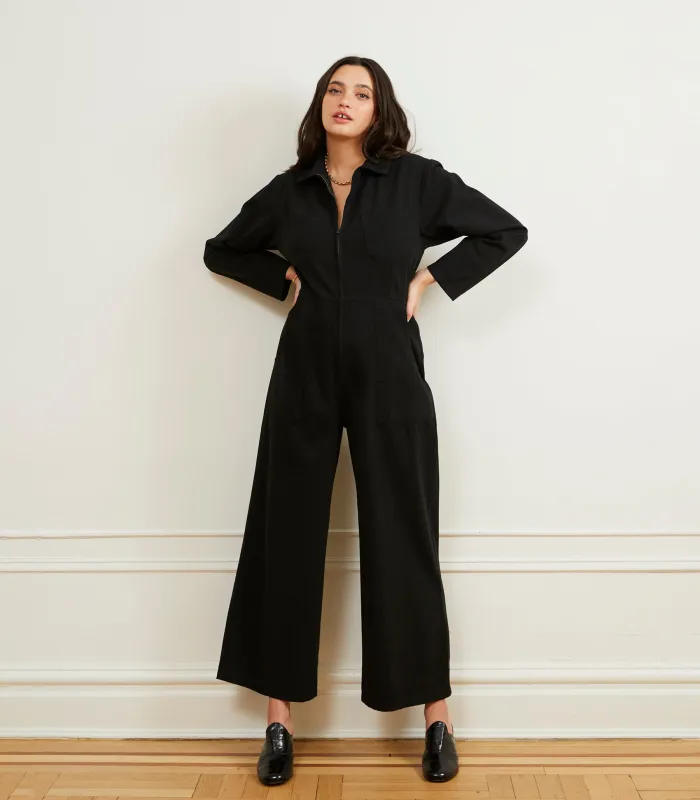 Este Zip Front Jumpsuit - Black made by Loup