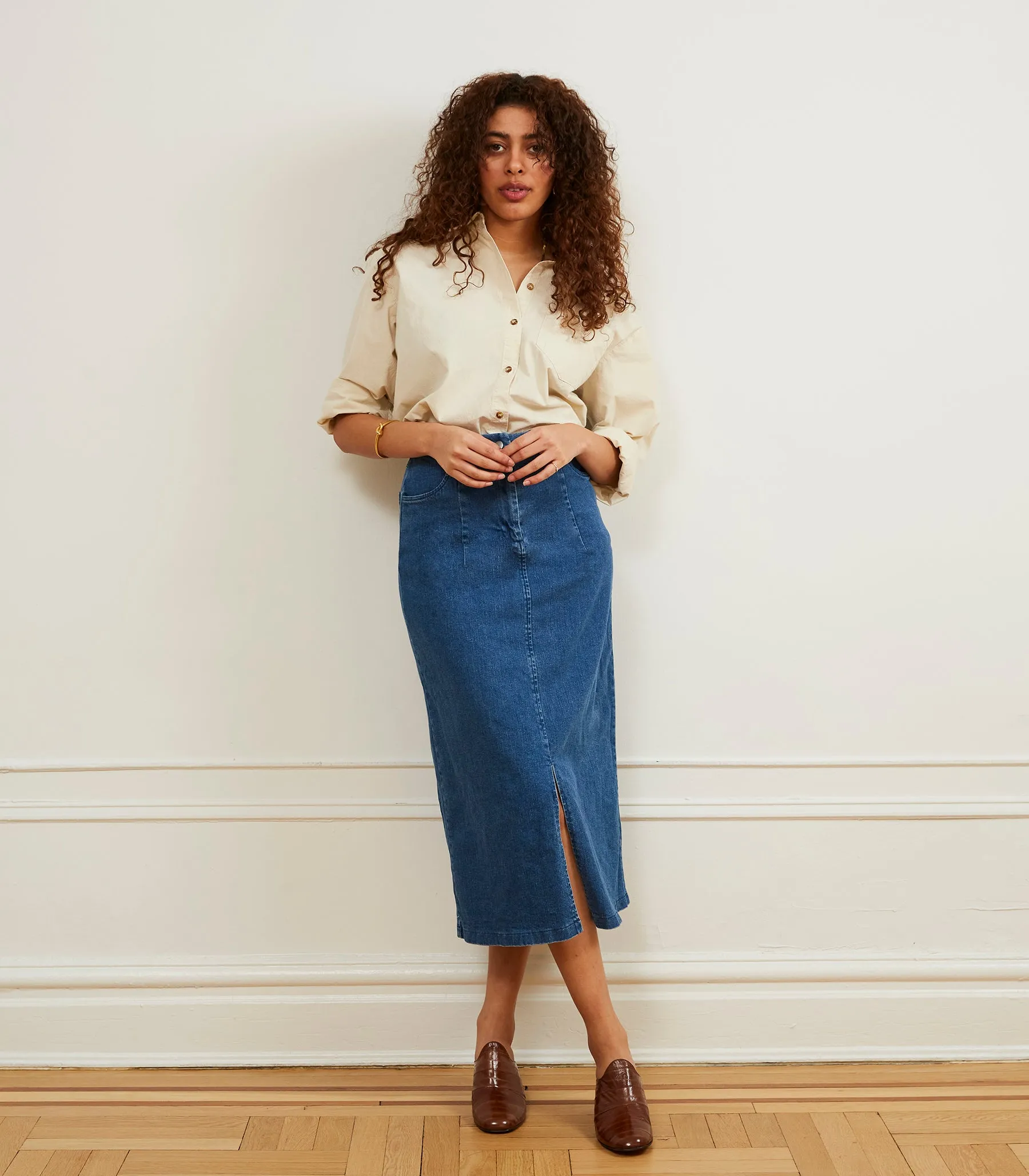 Monica Denim Midi Skirt - Indigo sold by Loup