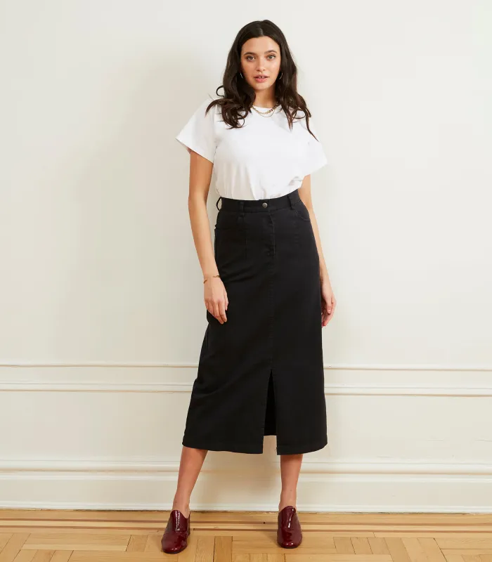 Monica Denim Midi Skirt - Black made by Loup