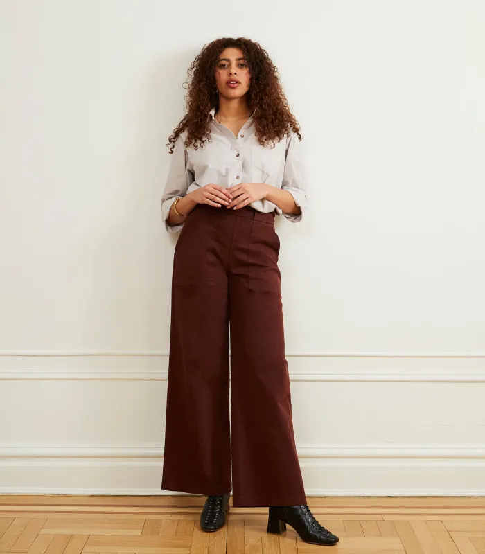 Long Sabrina Wide-Leg Pants - Coffee made by Loup