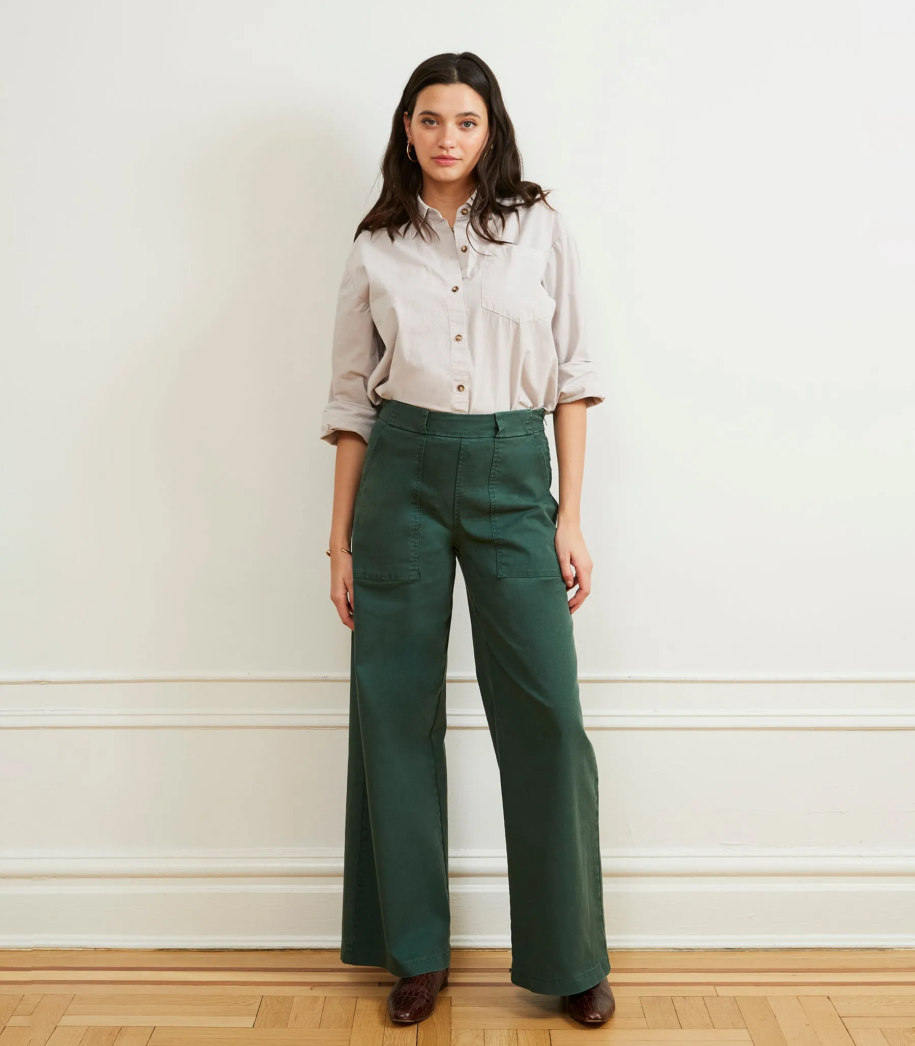 Long Sabrina Wide-Leg Pants - Hunter sold by Loup product image thumbnail 3