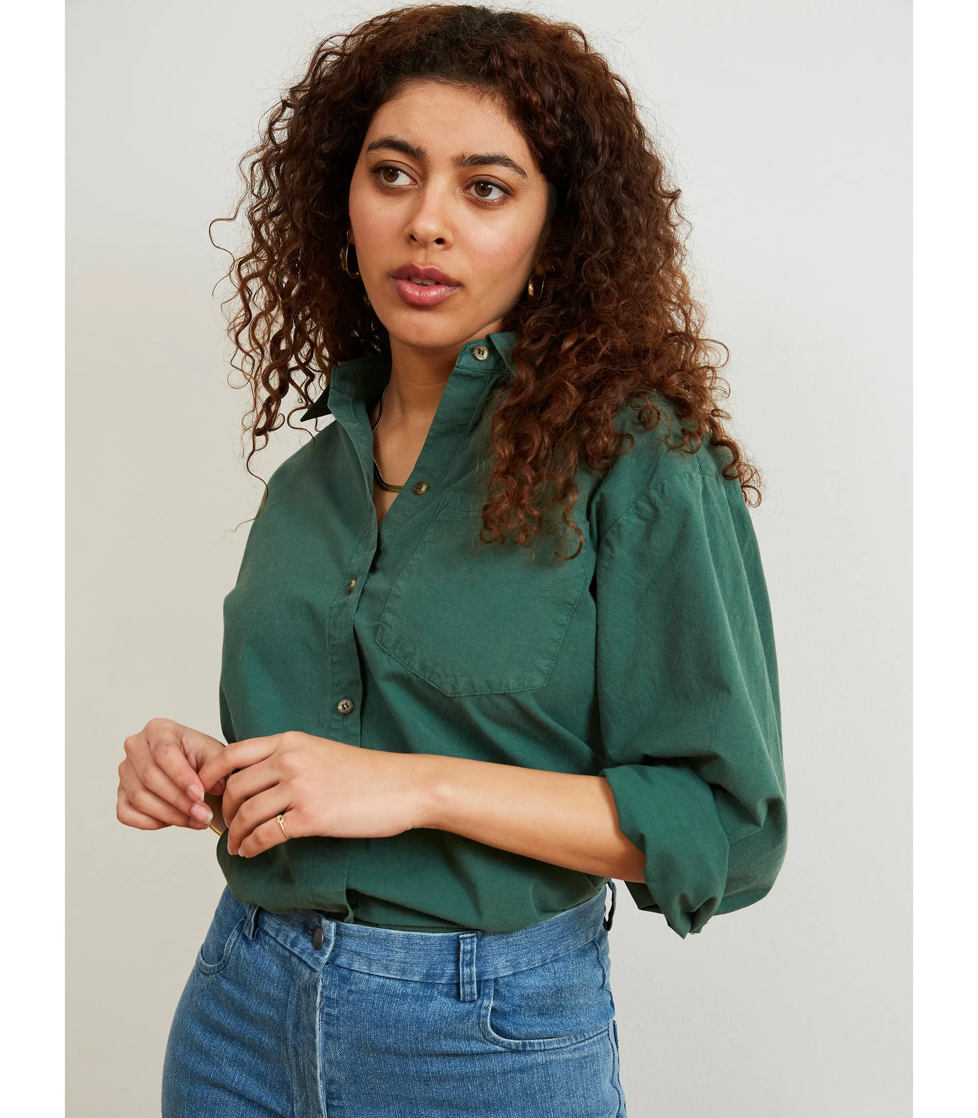 Elise Oversized Button Up Shirt - Hunter sold by Loup product image thumbnail 3