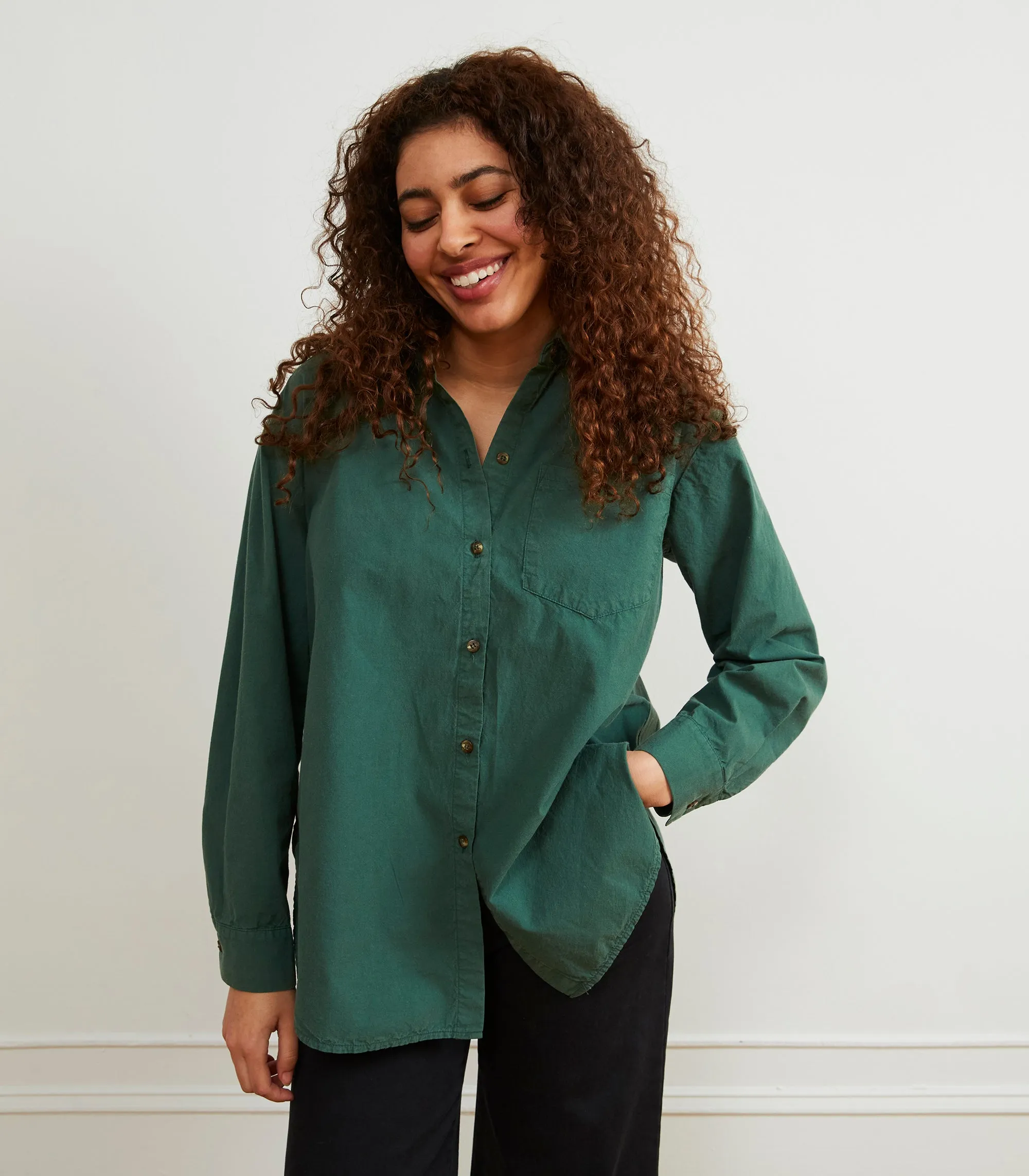 Elise Oversized Button Up Shirt - Hunter sold by Loup product image thumbnail 2