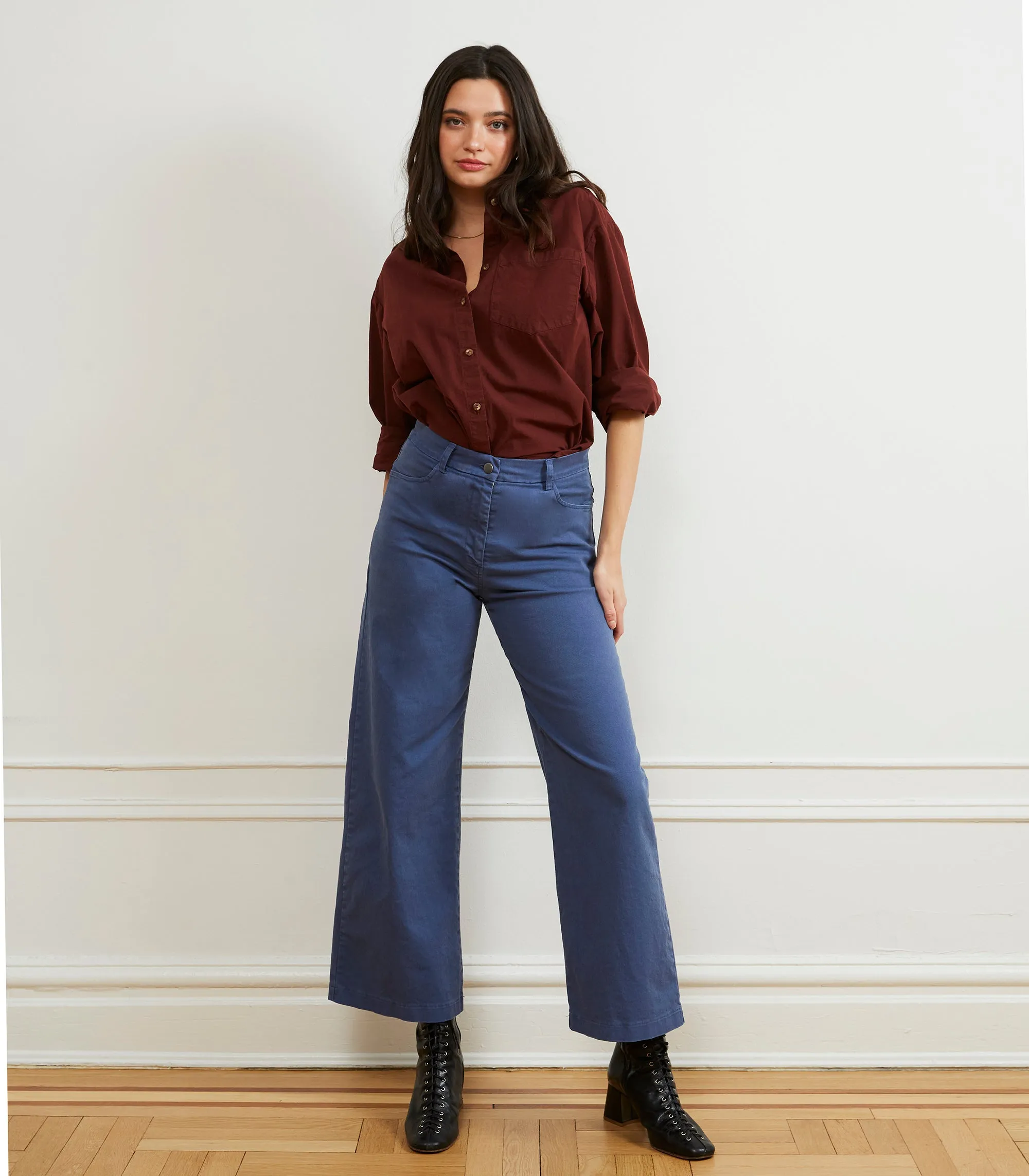 Toni Wide Ankle Pants - Yale Blue sold by Loup