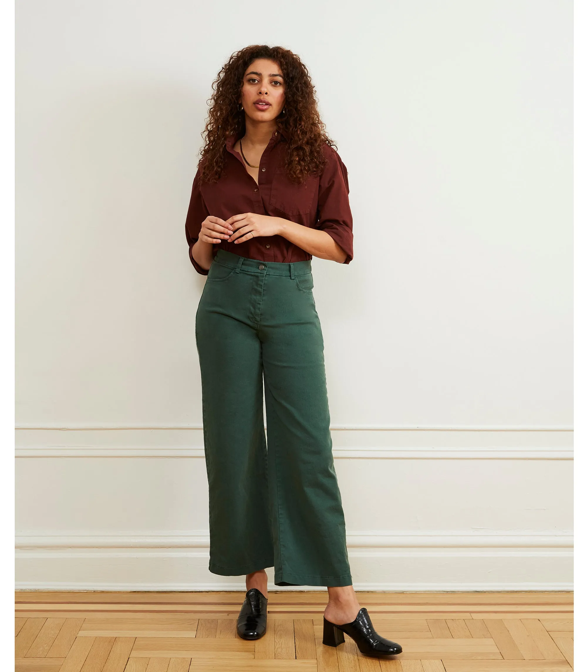 Toni Wide Ankle Pants - Hunter sold by Loup