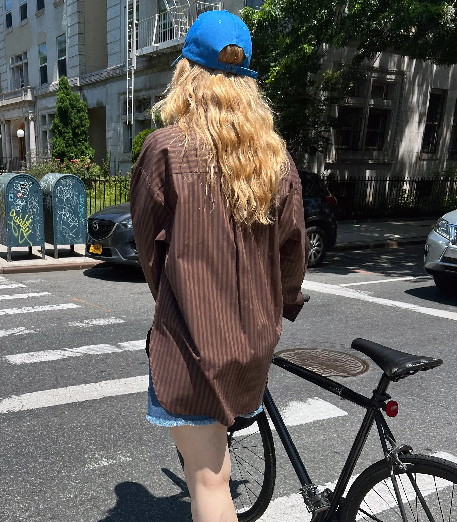 Elise Oversized Button Up Shirt - Brown Stripe sold by Loup product image thumbnail 4