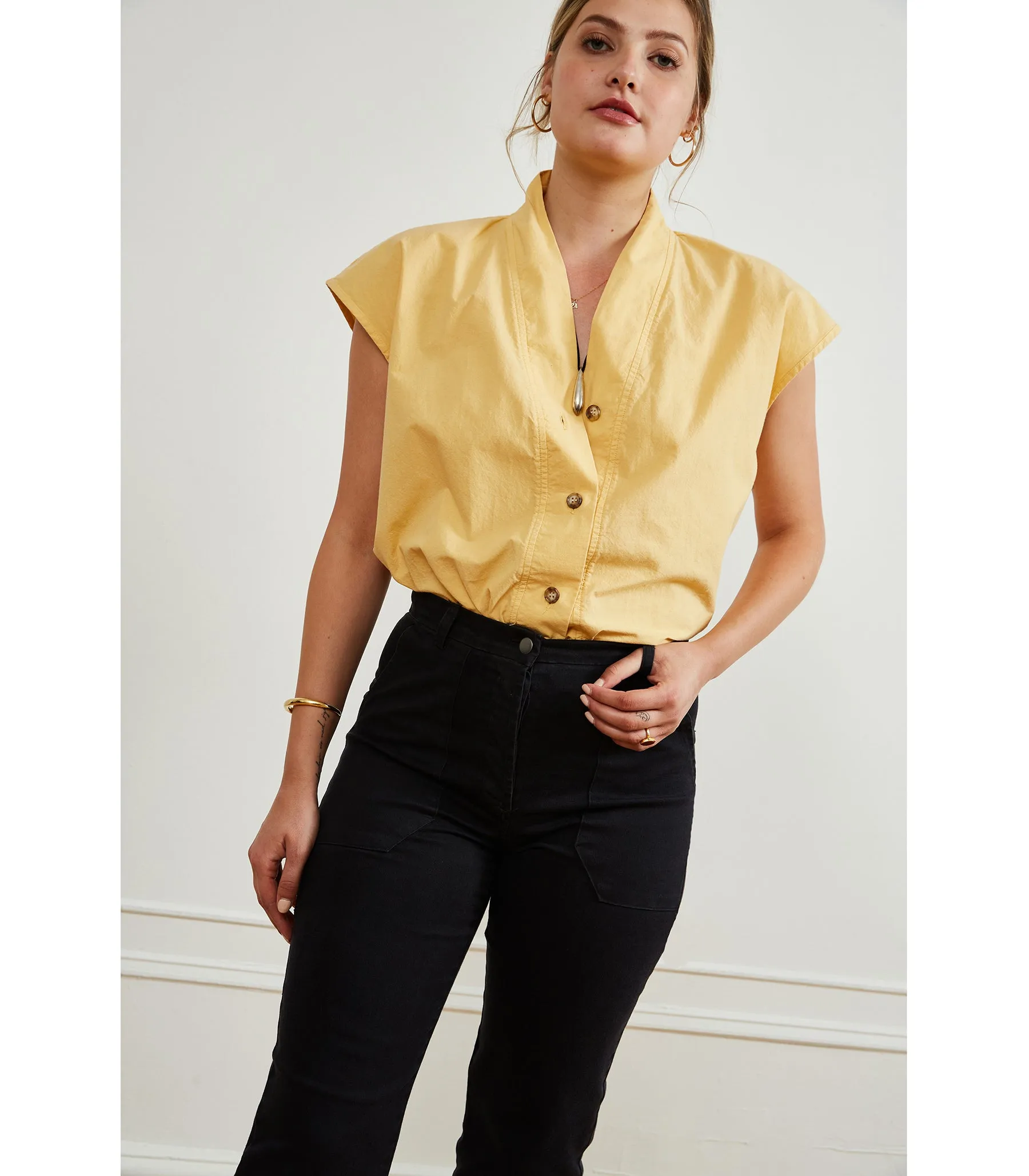 Sienna Shawl Collar Top - Butter sold by Loup product image thumbnail 3