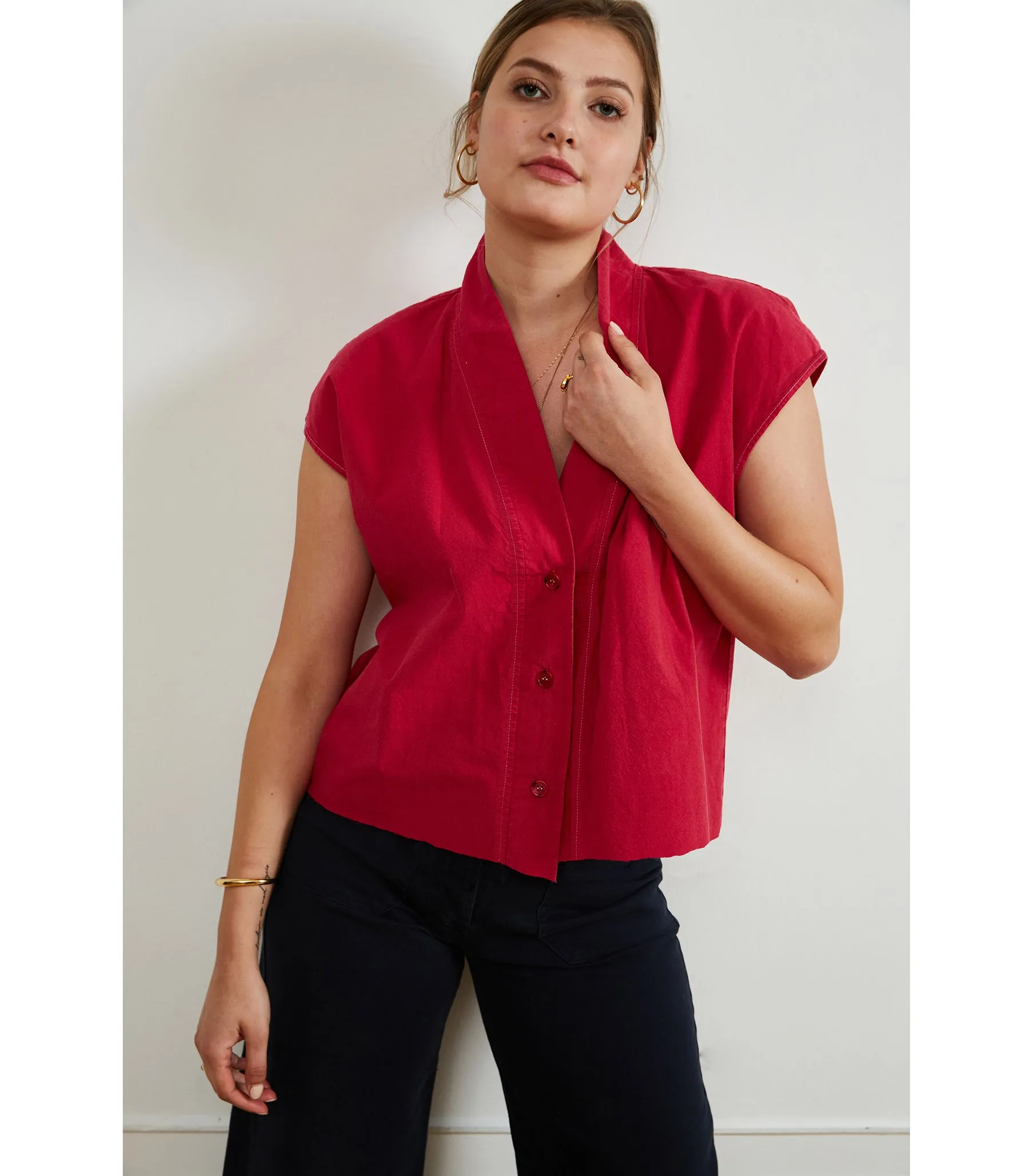 Sienna Shawl Collar Top - Rose sold by Loup