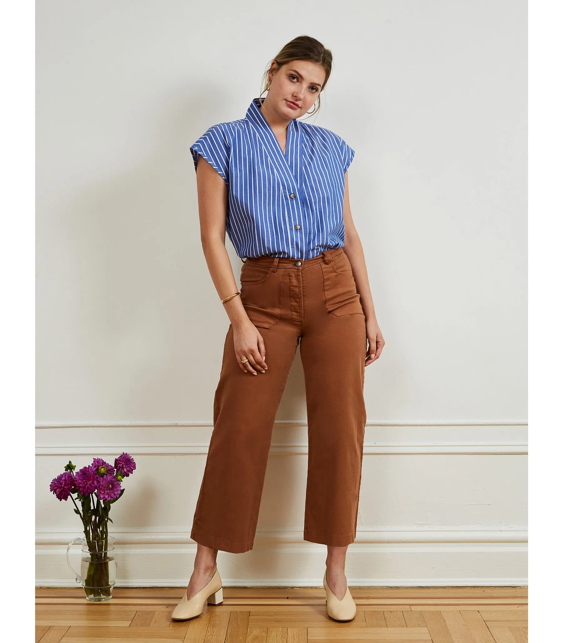 Simone Wide Crop Pants - Walnut sold by Loup