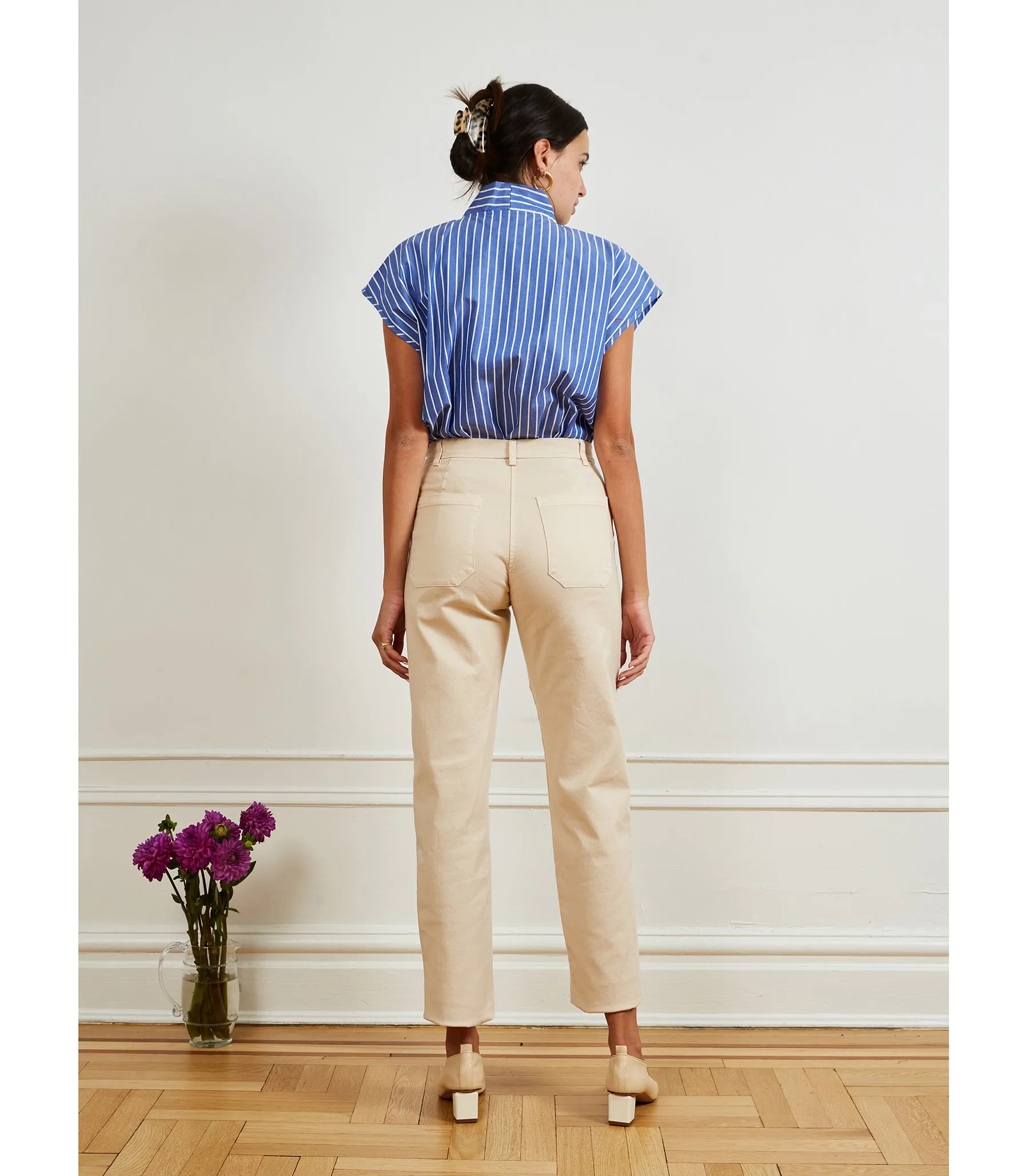 Sienna Shawl Collar Top - Blue Stripe sold by Loup product image thumbnail 4