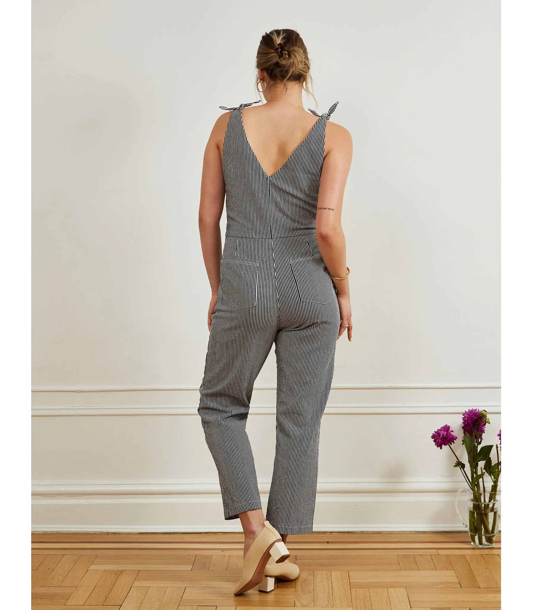 Slate Tie Strap Coveralls - Stripe sold by Loup product image thumbnail 2