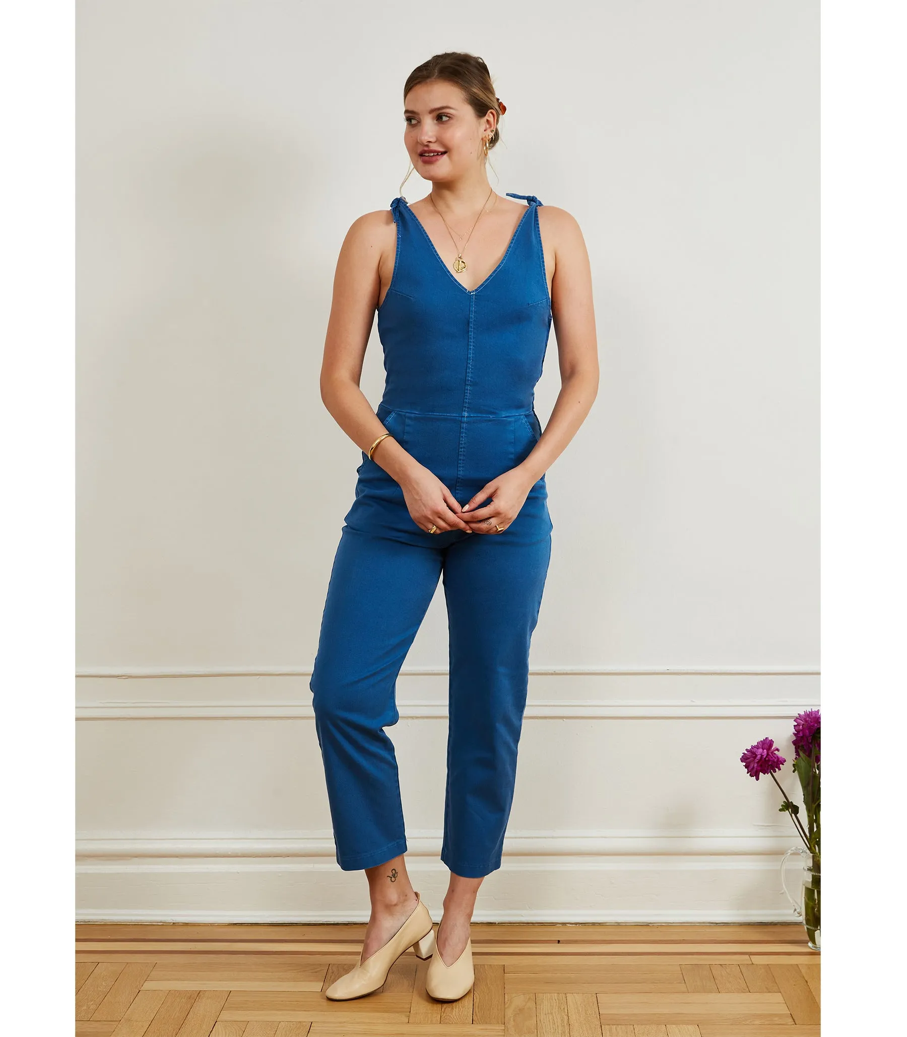 Slate Tie Strap Coveralls - Azure sold by Loup product image thumbnail 3