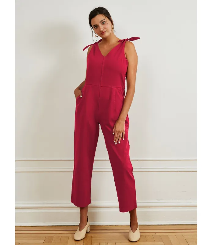 Slate Tie Strap Coveralls - Rose sold by Loup