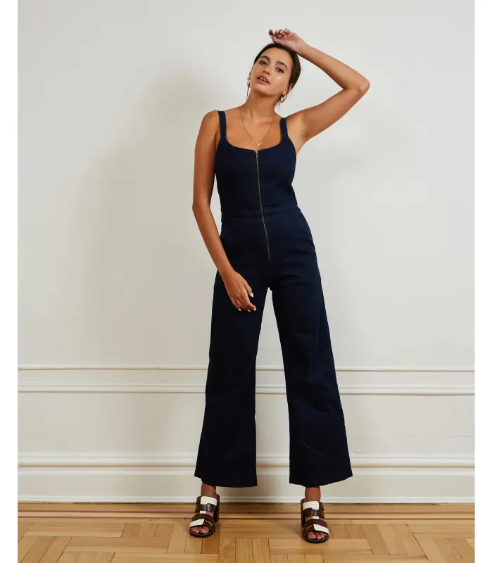 Billy Zip Front Wide Leg Jumpsuit - Dark Indigo sold by Loup