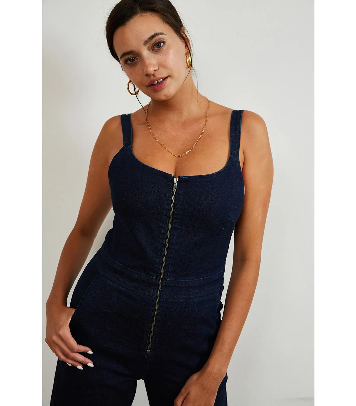 Billy Zip Front Wide Leg Jumpsuit - Dark Indigo sold by Loup product image thumbnail 3