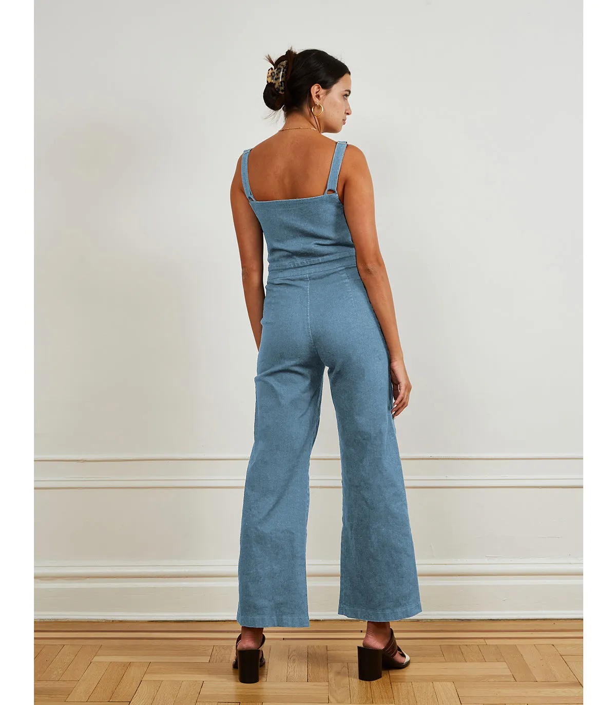 Billy Zip Front Wide Leg Jumpsuit - Light Indigo sold by Loup product image thumbnail 2