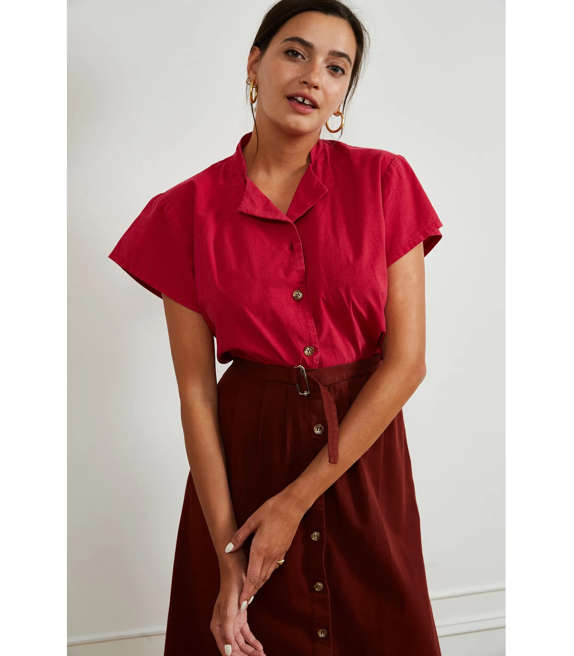 Donna Short-Sleeve Button-Up Top - Rose sold by Loup product image thumbnail 3