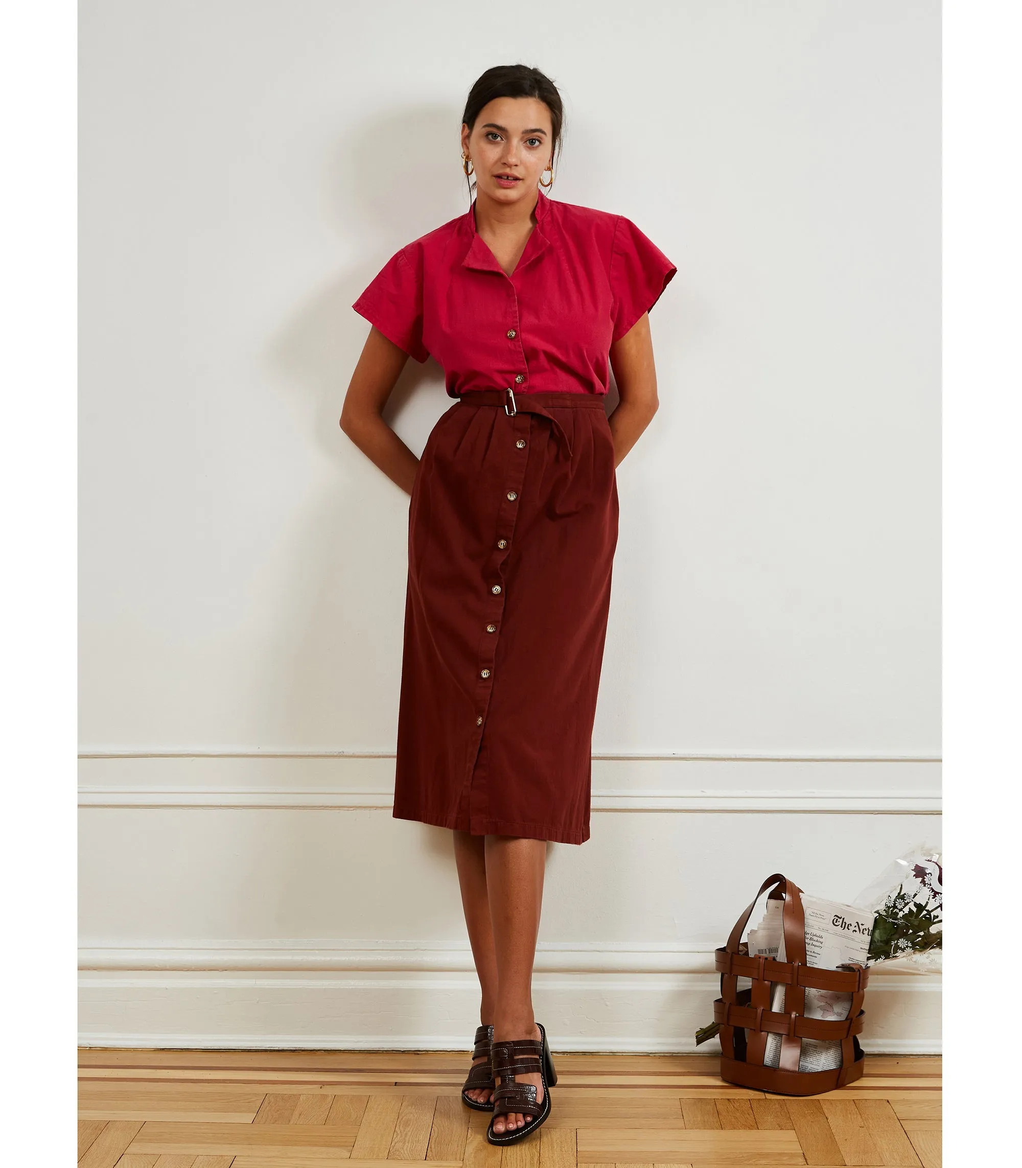 Donna Short-Sleeve Button-Up Top - Rose sold by Loup product image thumbnail 4