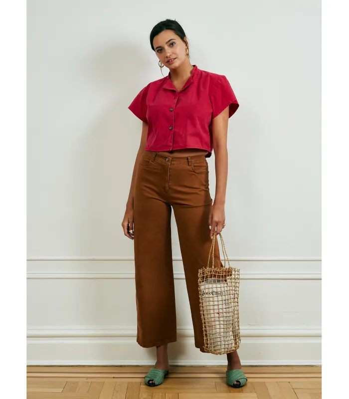 Toni Wide Ankle Pants - Walnut sold by Loup