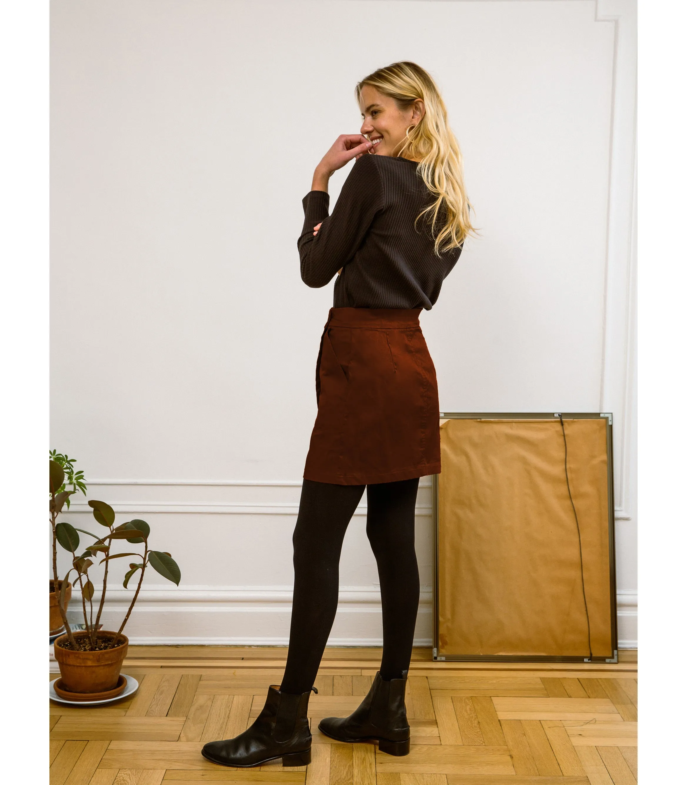 Gina Wrap Mini Skirt - Cocoa sold by Loup product image thumbnail 2