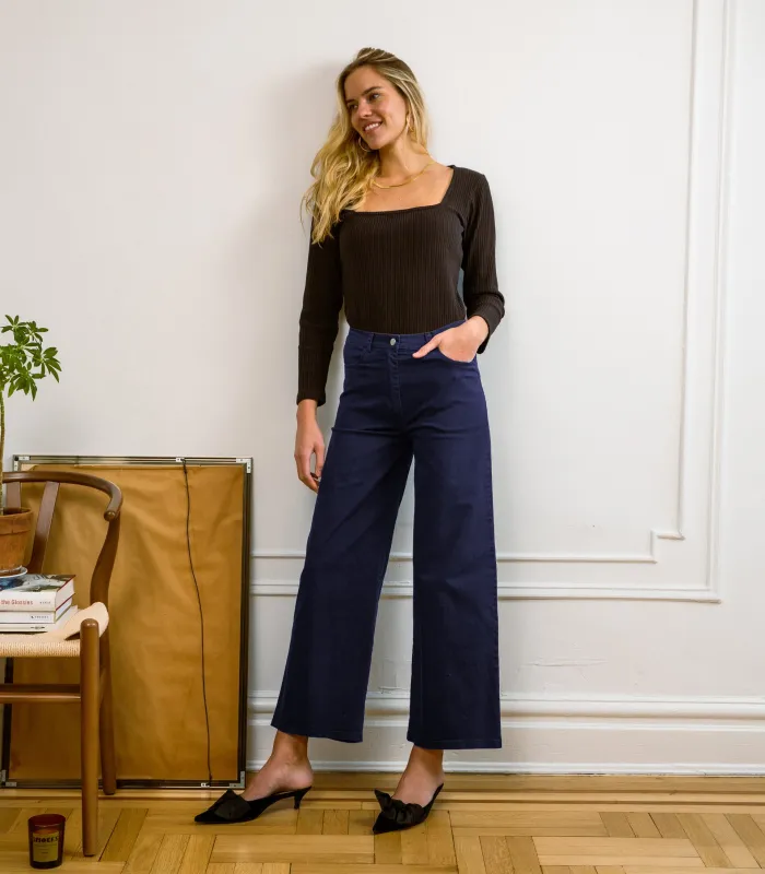 Toni Wide Ankle Pants - Twilight sold by Loup