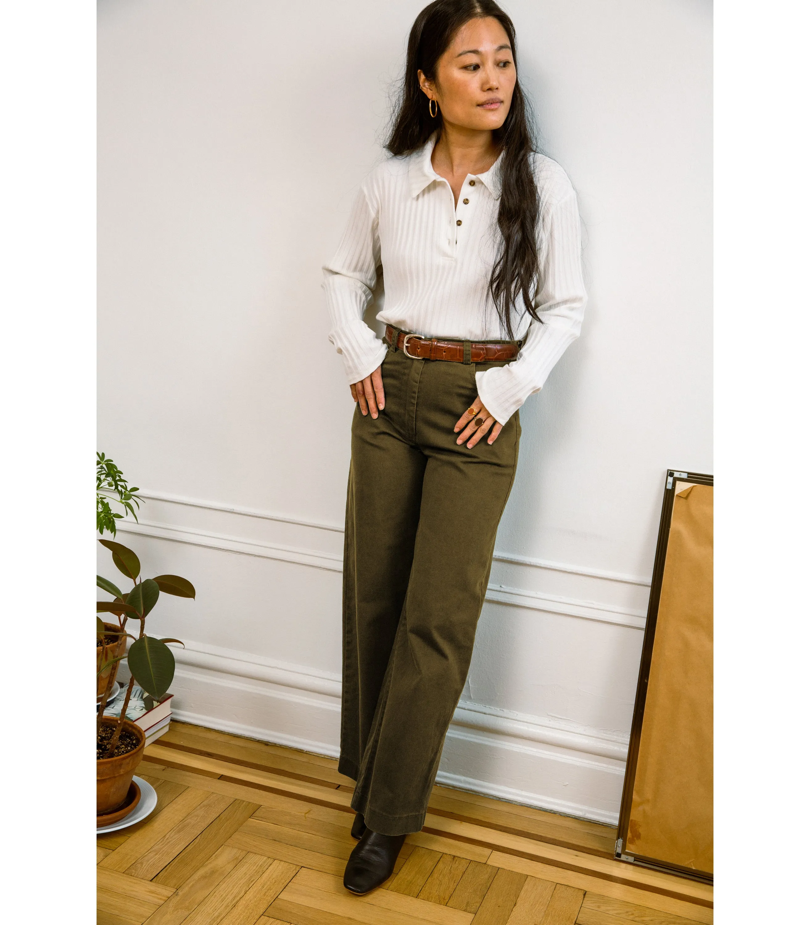 Toni Wide Ankle Pants - Moss sold by Loup product image thumbnail 3