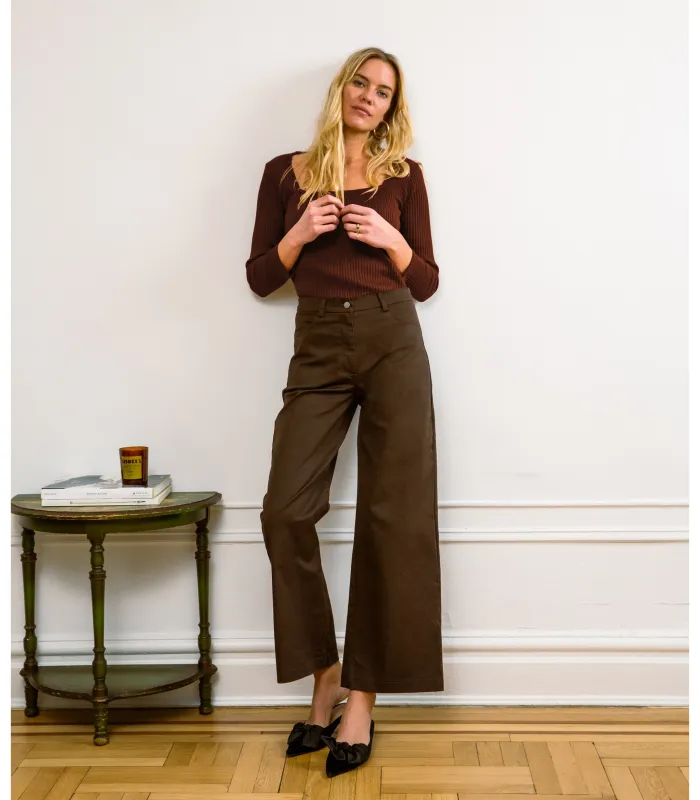 Toni Wide Ankle Pants - Brown sold by Loup