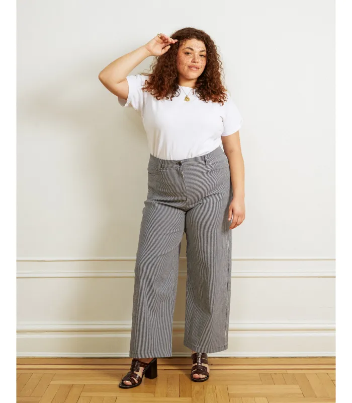 Toni Wide Ankle Pants - Stripe sold by Loup